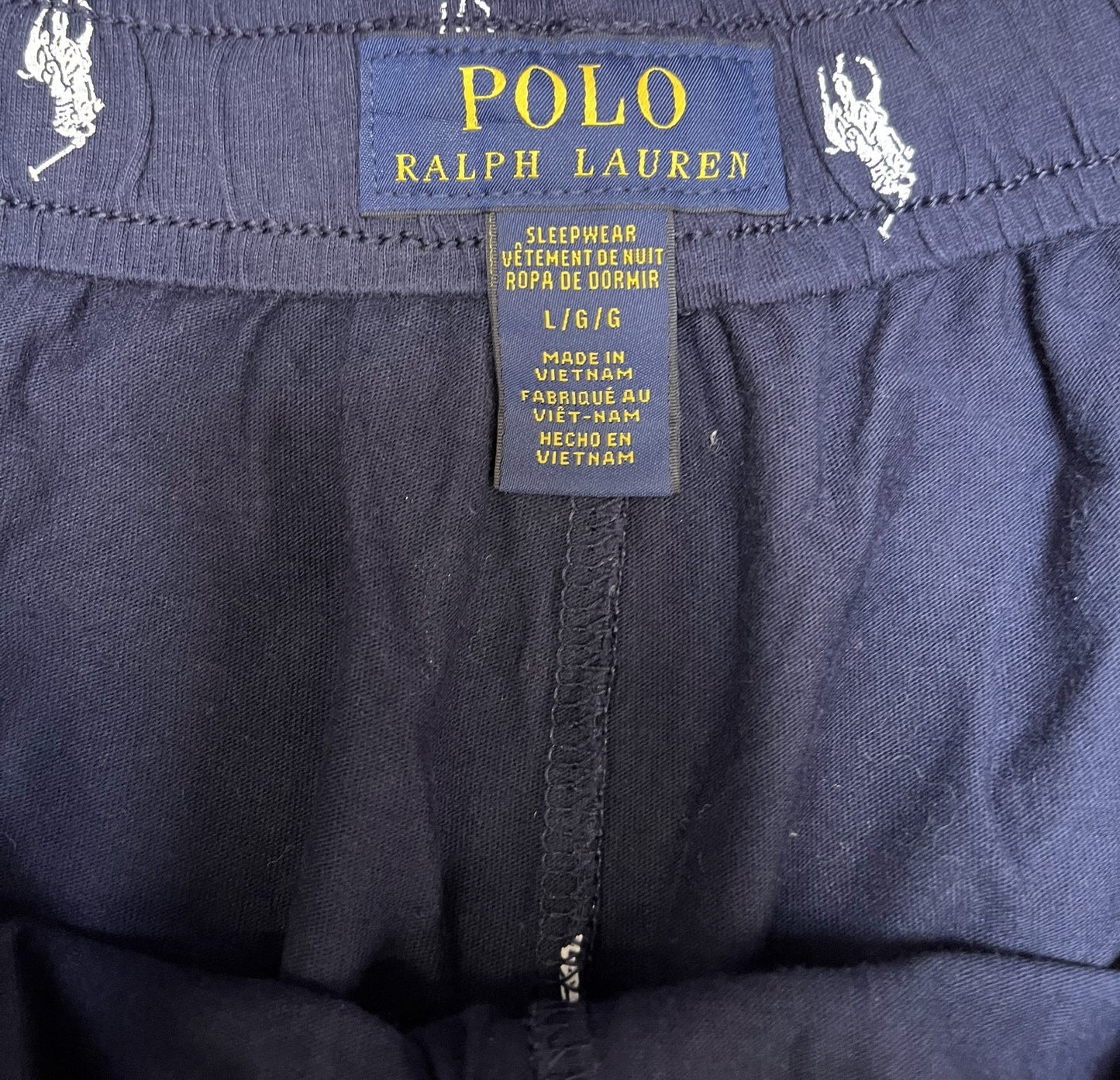 Polo Ralph Lauren Sleepwear Lounge Shorts Mens L 33" Waist Navy White Pony Logo