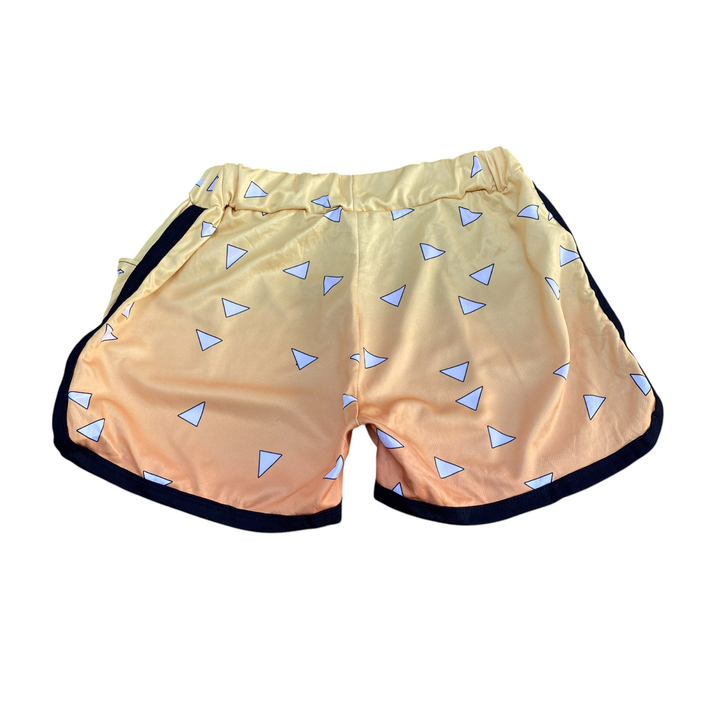 Running Sprinter Shorts 24W Yellow Elastic Waist Athletic Dolphin Hem Pull On