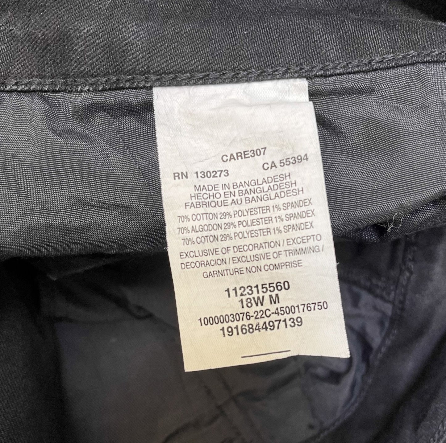 Lee Bermuda Shorts Fits as Womens 2XL 39" Waist Black Denim Mid Rise Regular Fit