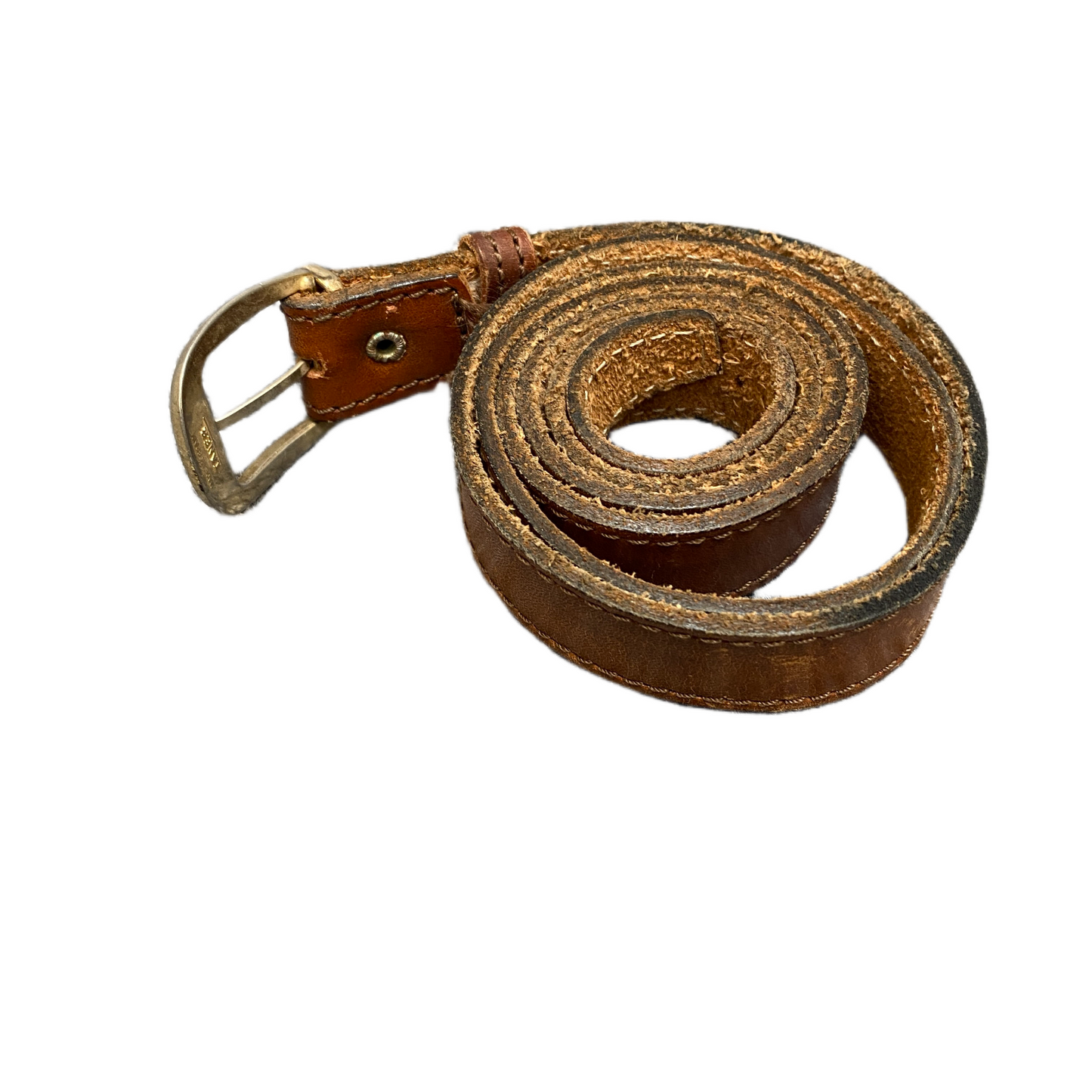 Waist Belt Mens Black Handmade Leather Adjustable Brass Pin Buckle 43 inches