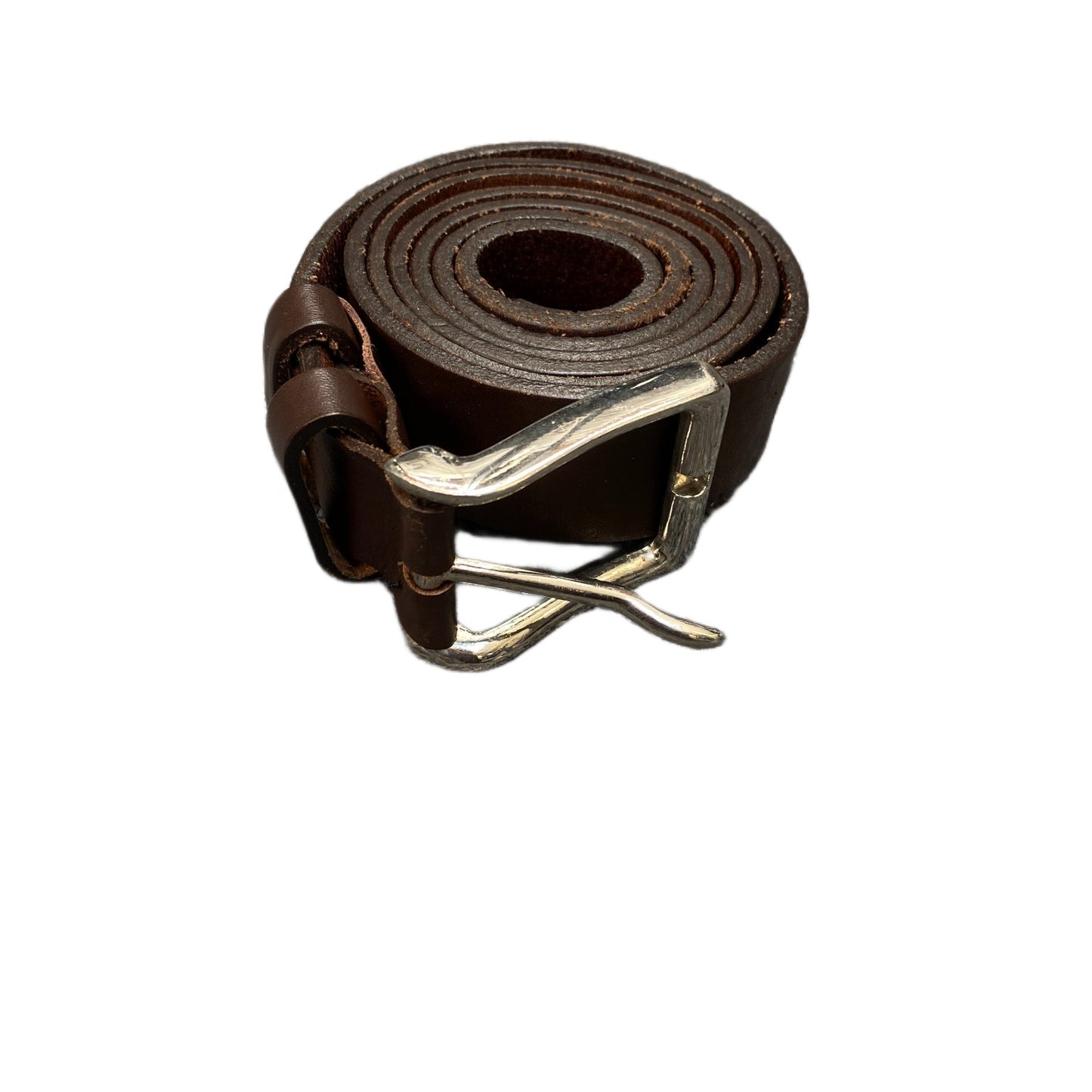 Vera Pelle Waist Belt Men Brown Leather Adjustable Silver Pin Buckle 48.5 inches