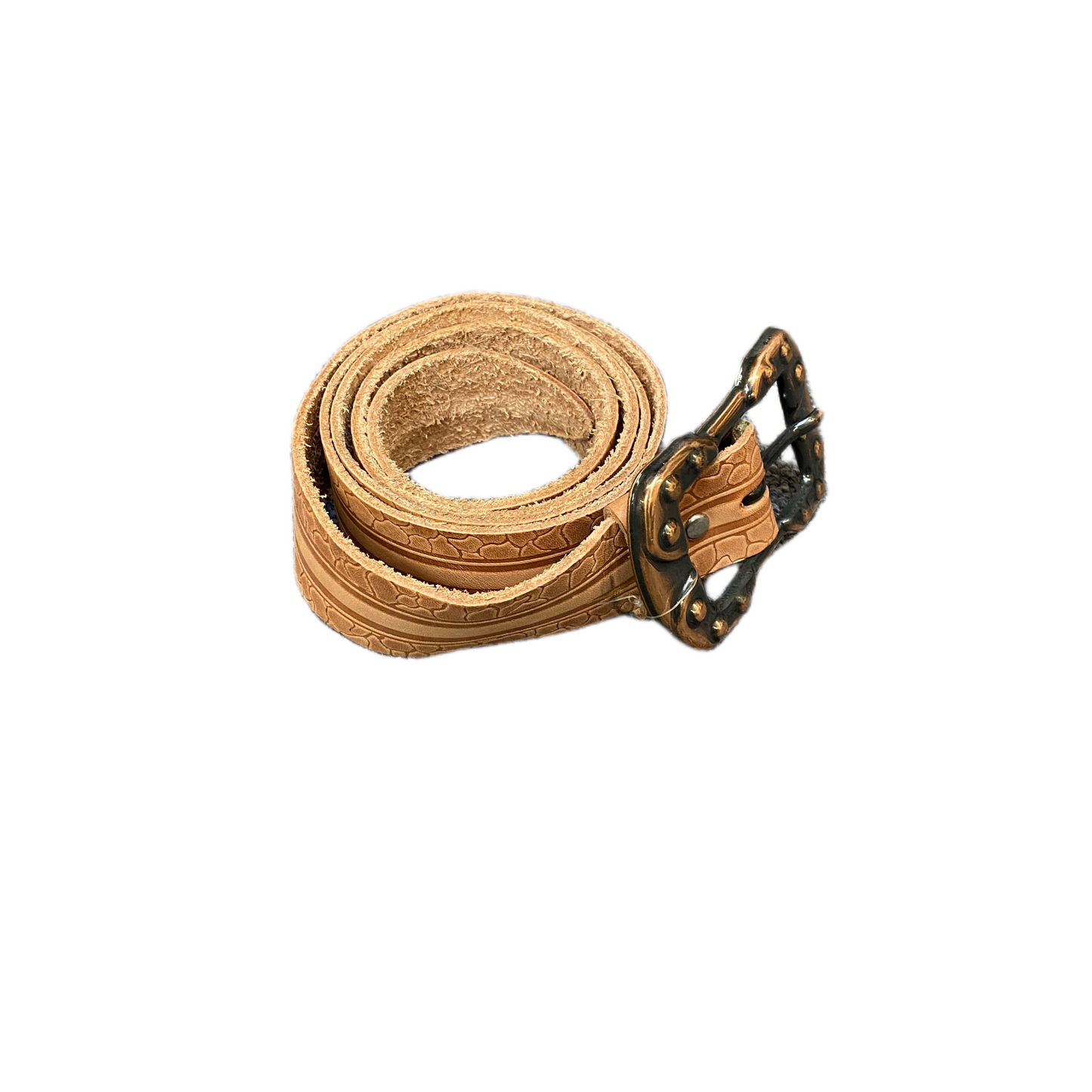 Womens Waist Belt Brown Crocodile Leather Adjustable Pin Buckle 43 inches