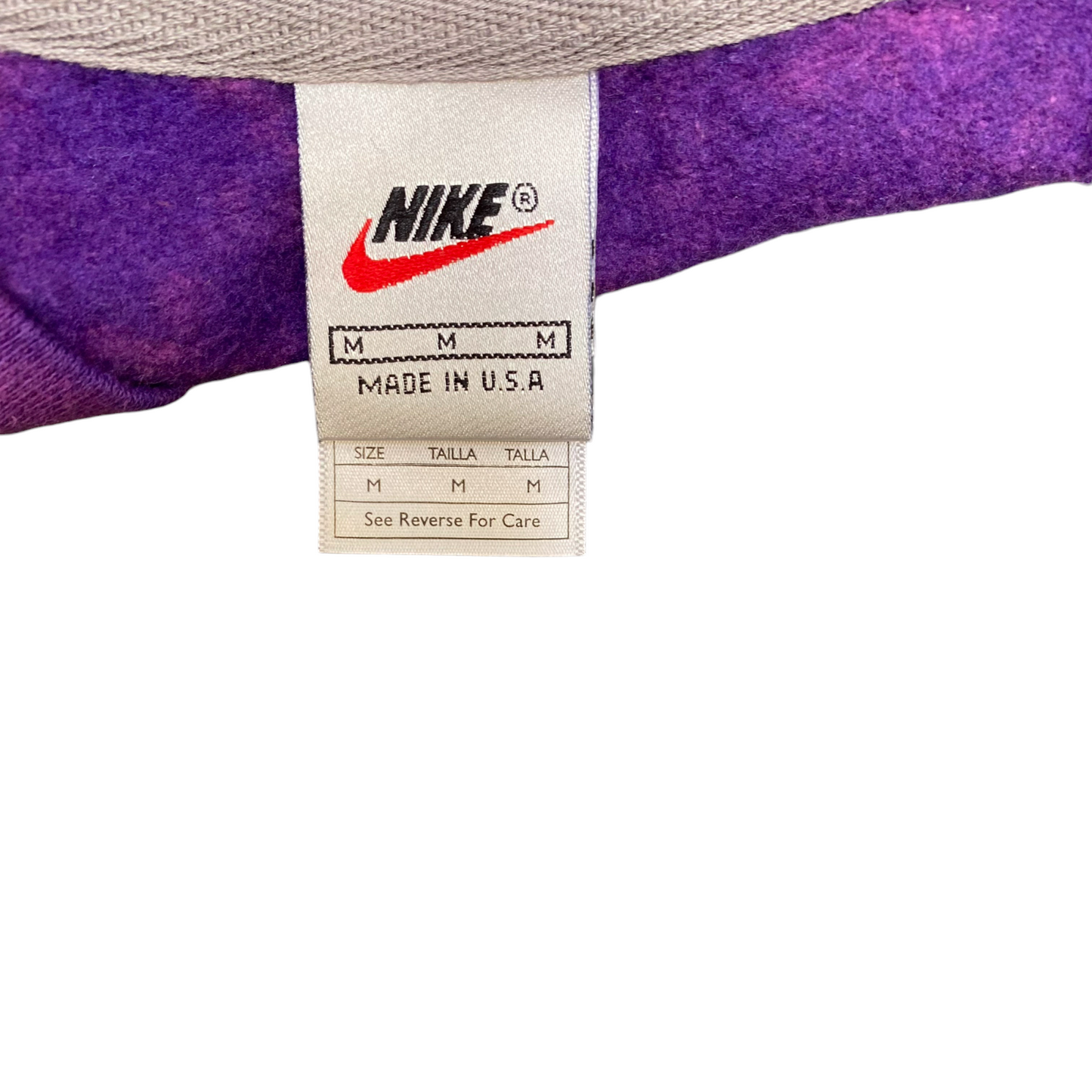 Nike Reworked Sweatshirt Mens Medium Purple Cream Tie Dye Embroidered Spellout