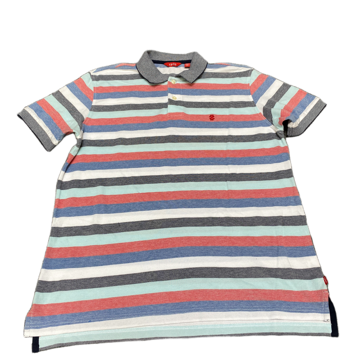 Izod Advantage Polo Shirt Mens Medium Multi Striped Golf Performance Popover
