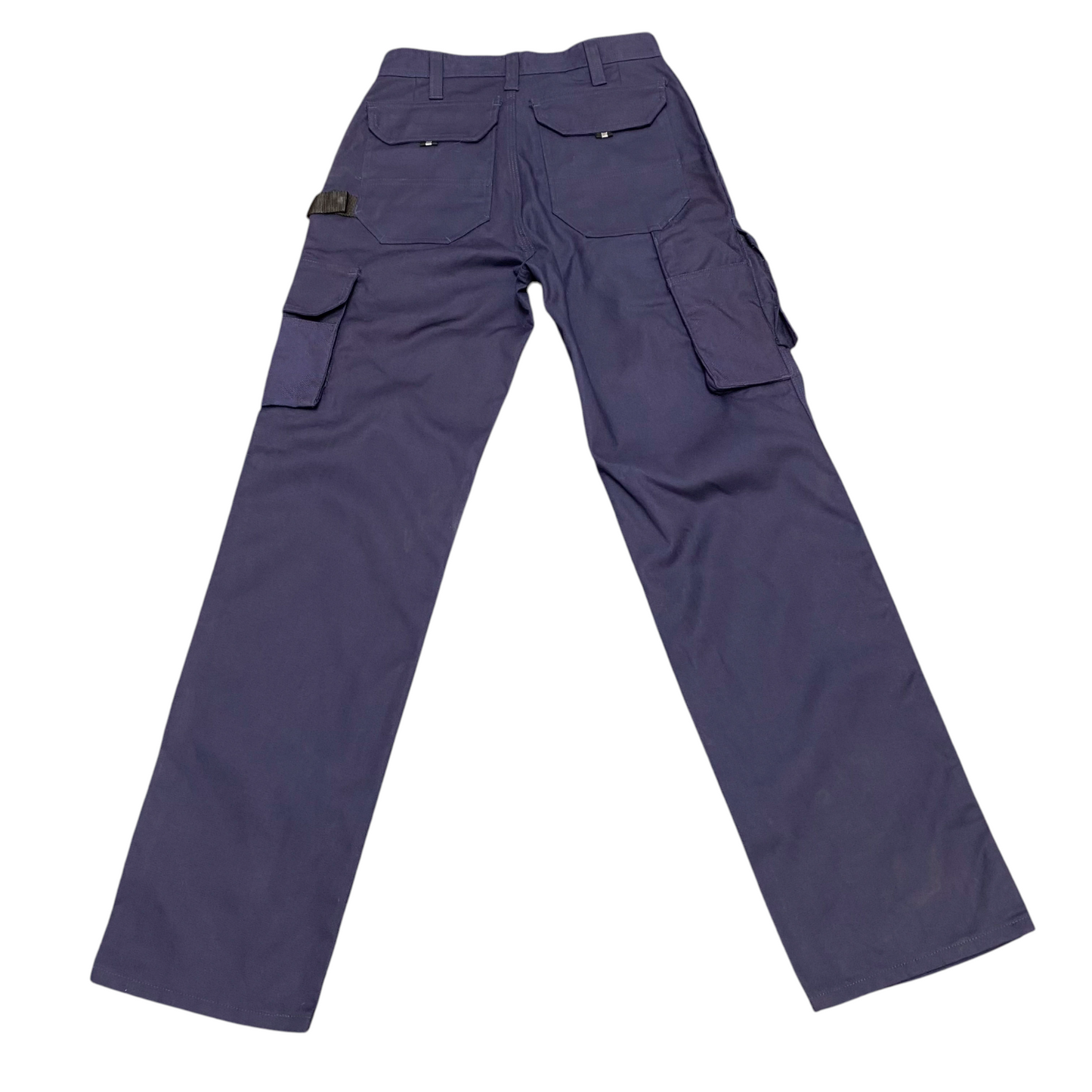 Cargo Trousers Men's M Navy Canvas Pockets Straight Leg Daily Workwear Outdoor
