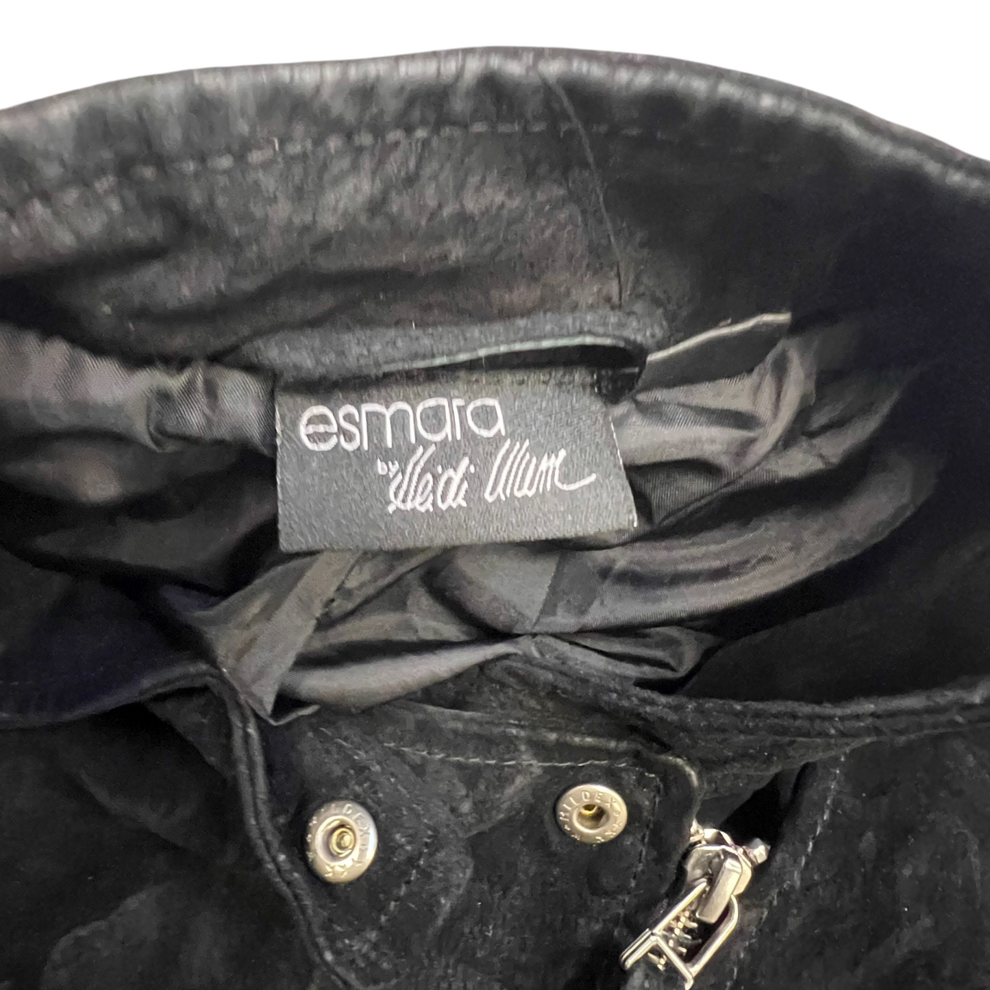 ESMARA Suede Leather Jacket Women Small Black Lined Long Sleeve Asymmetrical Zip