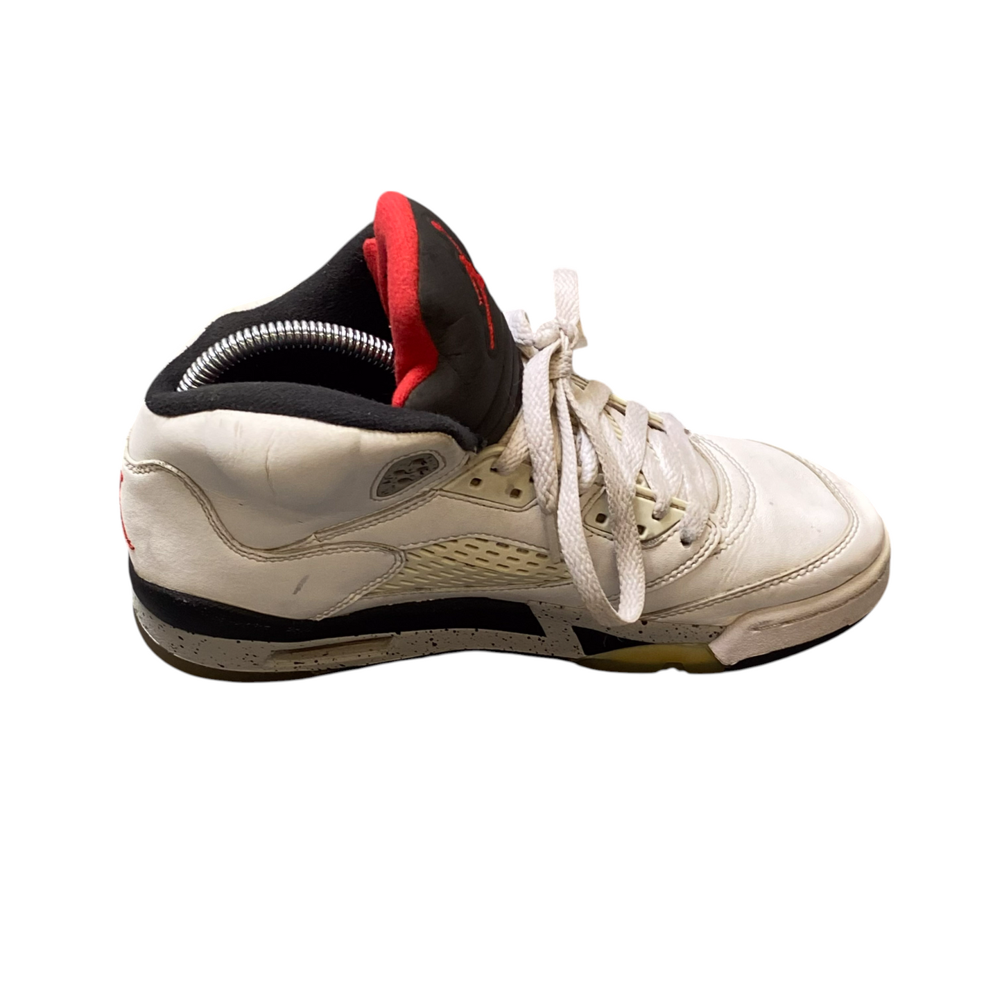 Air Jordan 5 Sneakers Trainers Youth 4.5 White Cement Athletic Logo 440888-104