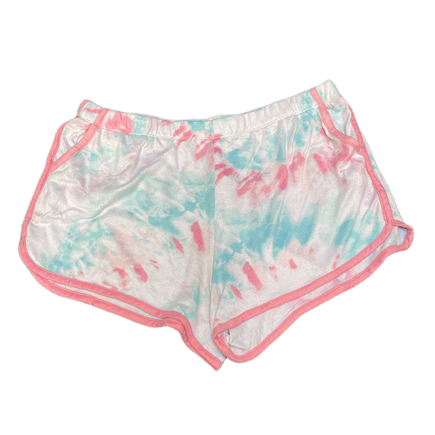 Running Sprinter Shorts Womens L 30" Waist Multi Tie Dye Athletic Dolphin Hem