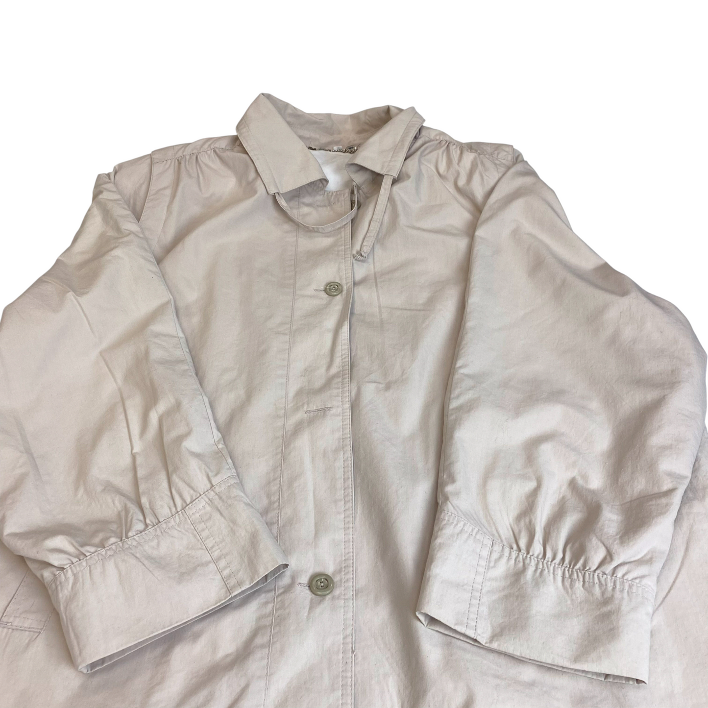 Jacket Womens L Cream Vented Long Sleeve Collared Workwear Outdoor Button Front