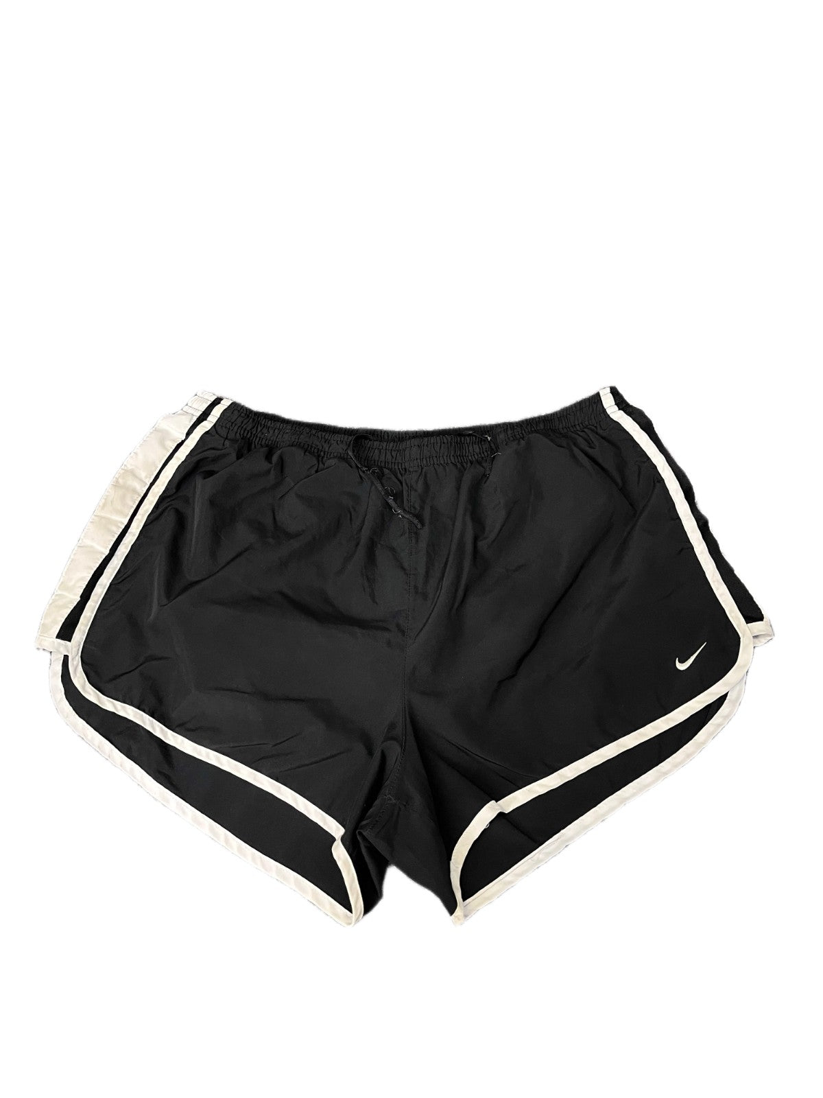 Nike Dri-Fit Running Shorts Fits as Womens L 32" Waist Black Workout Dolphin Hem