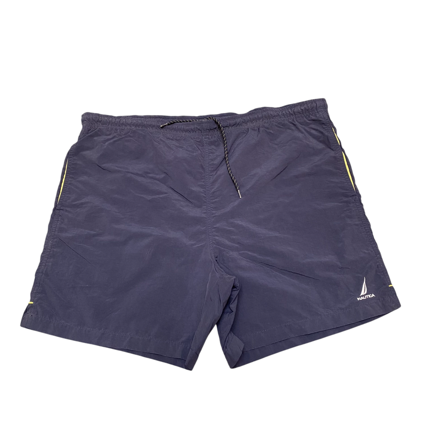 Nautica Swim Trunks Shorts Mens Medium Blue Nylon Quick Dry Logo Elastic Waist