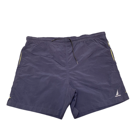 Nautica Swim Trunks Shorts Mens Medium Blue Nylon Quick Dry Logo Elastic Waist