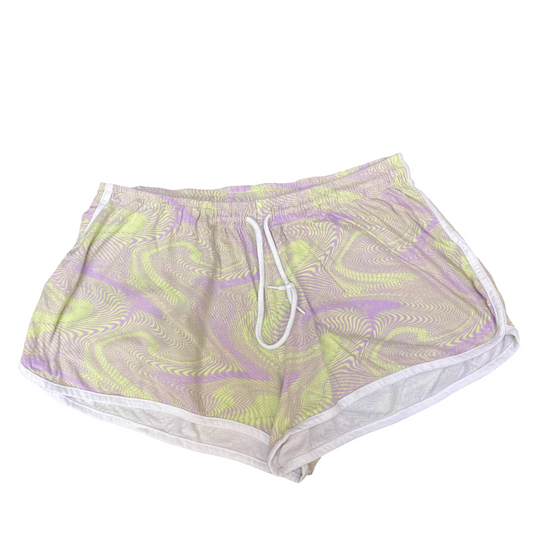 Running Sprinter Shorts Girls Large Purple Green Drawstring Waist Dolphin Hem
