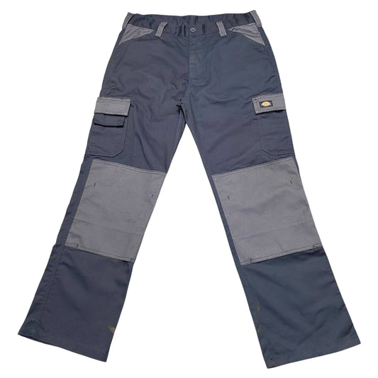 Dickies Cargo Trousers Mens XL Blue Pockets Double Knee Straight Fit Workwear