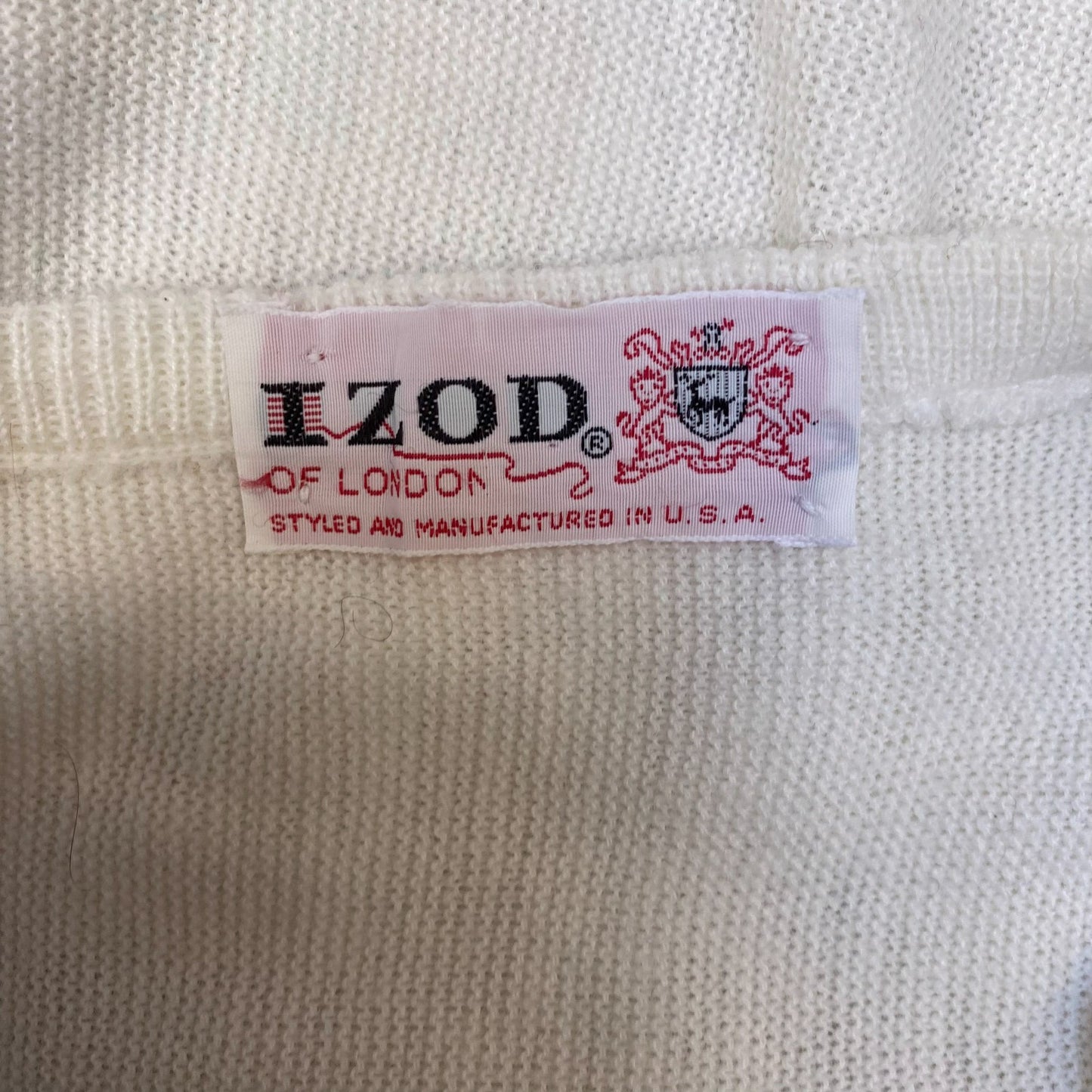 IZOD Jumper Womens Large White Knitted Long Sleeve V-Neck Outdoor Pullover