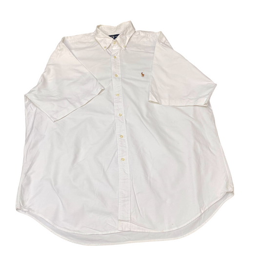 Ralph Lauren Shirt Mens XL White Blaire Short Sleeve Pony Logo Button Down