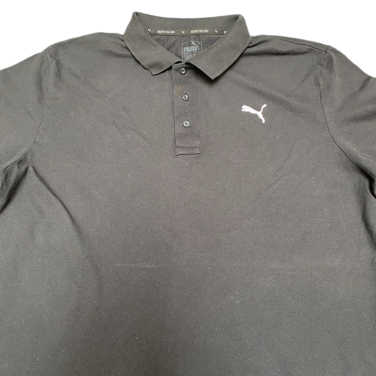 PUMA Polo Shirt Mens XL Black Stretch Golf Performance Side Slit Logo Popover