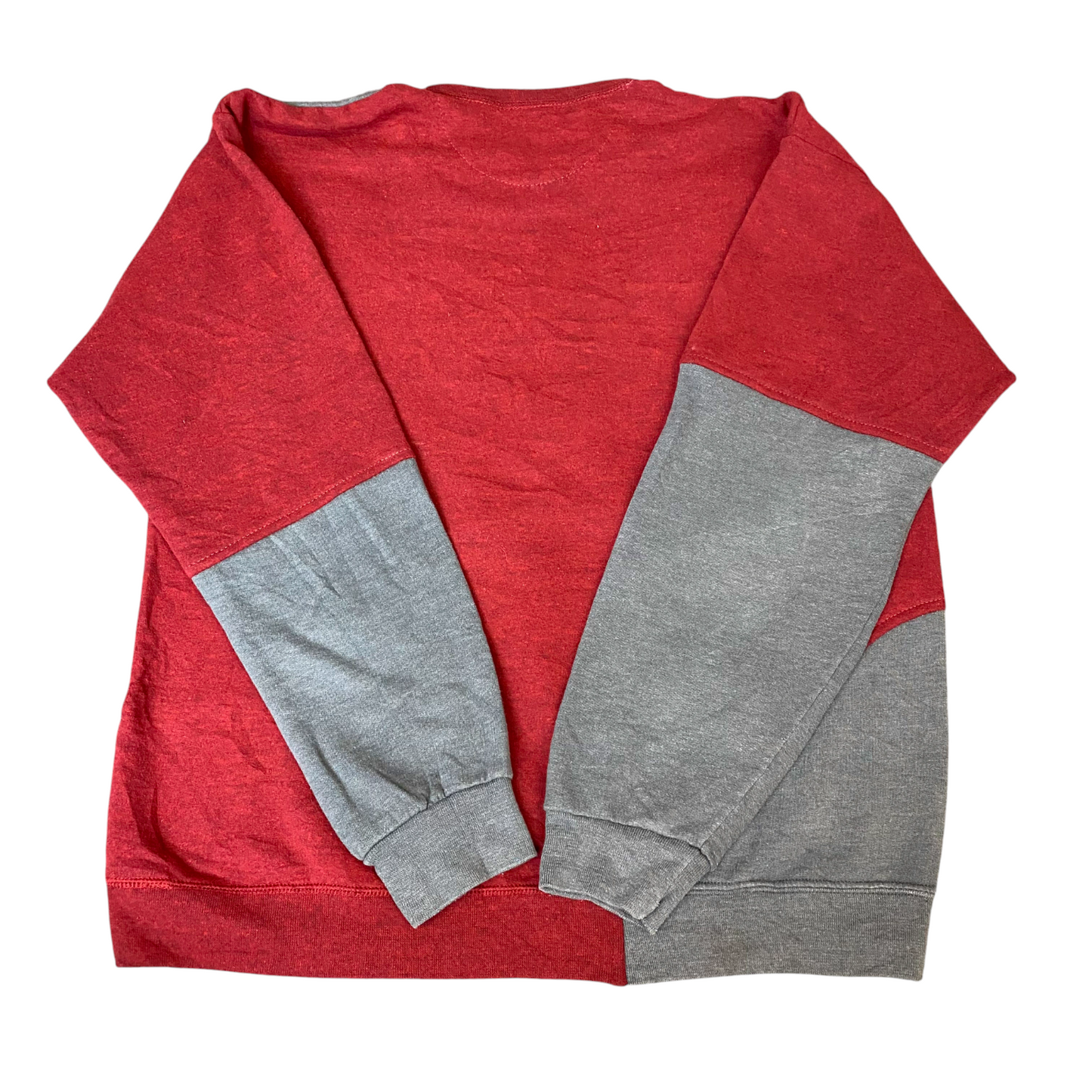 Nike Reworked Sweatshirt Mens M Red Grey Embroidered Spellout Logo Vintage Y2K