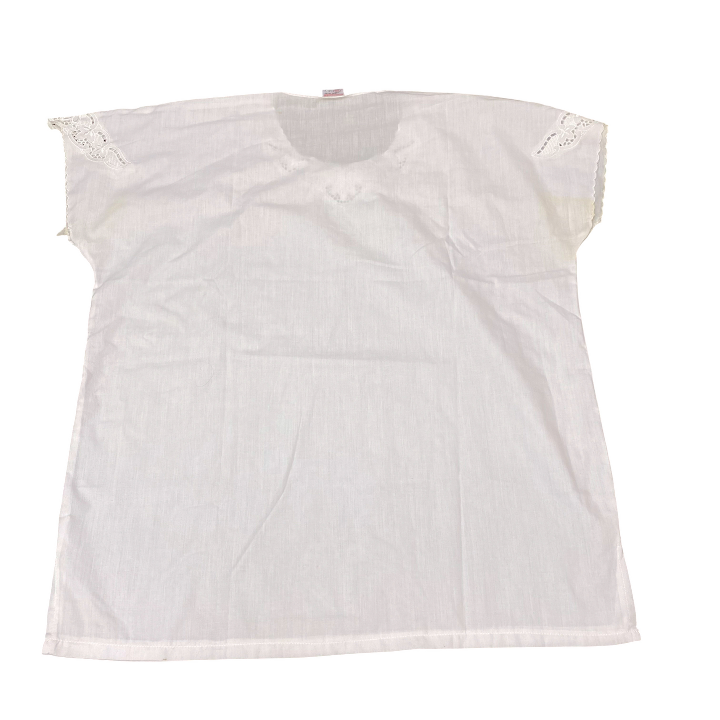 Saigonmex Blouse Top Womens XL White Eyelet Floral Casual Short Sleeve Pullover