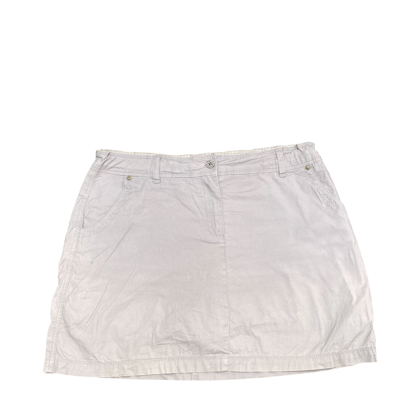 Espirit Mini Skirt Womens XXL Grey Solid Flat Front Slash Pocket School Preppy