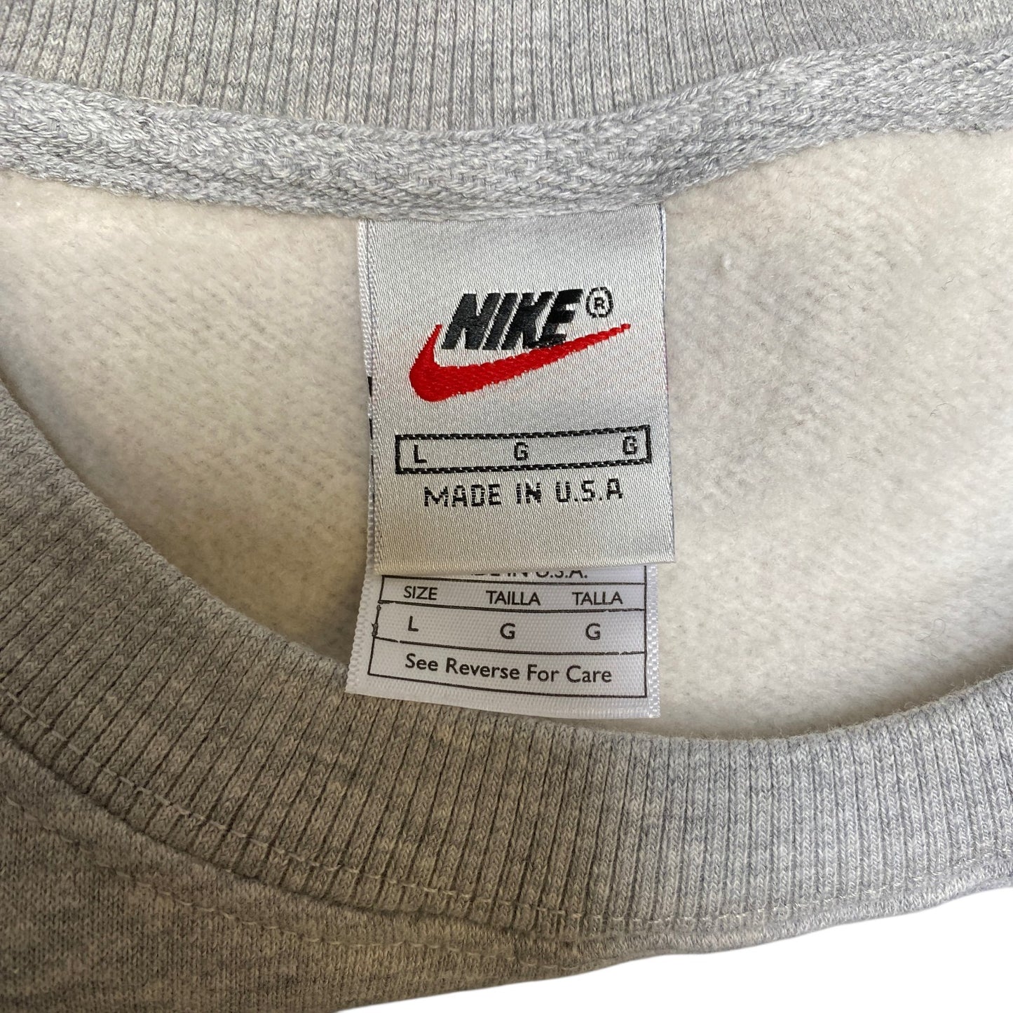 Nike Reworked Sweatshirt Mens Large Grey Embroidered Spellout Logo Vintage Y2K