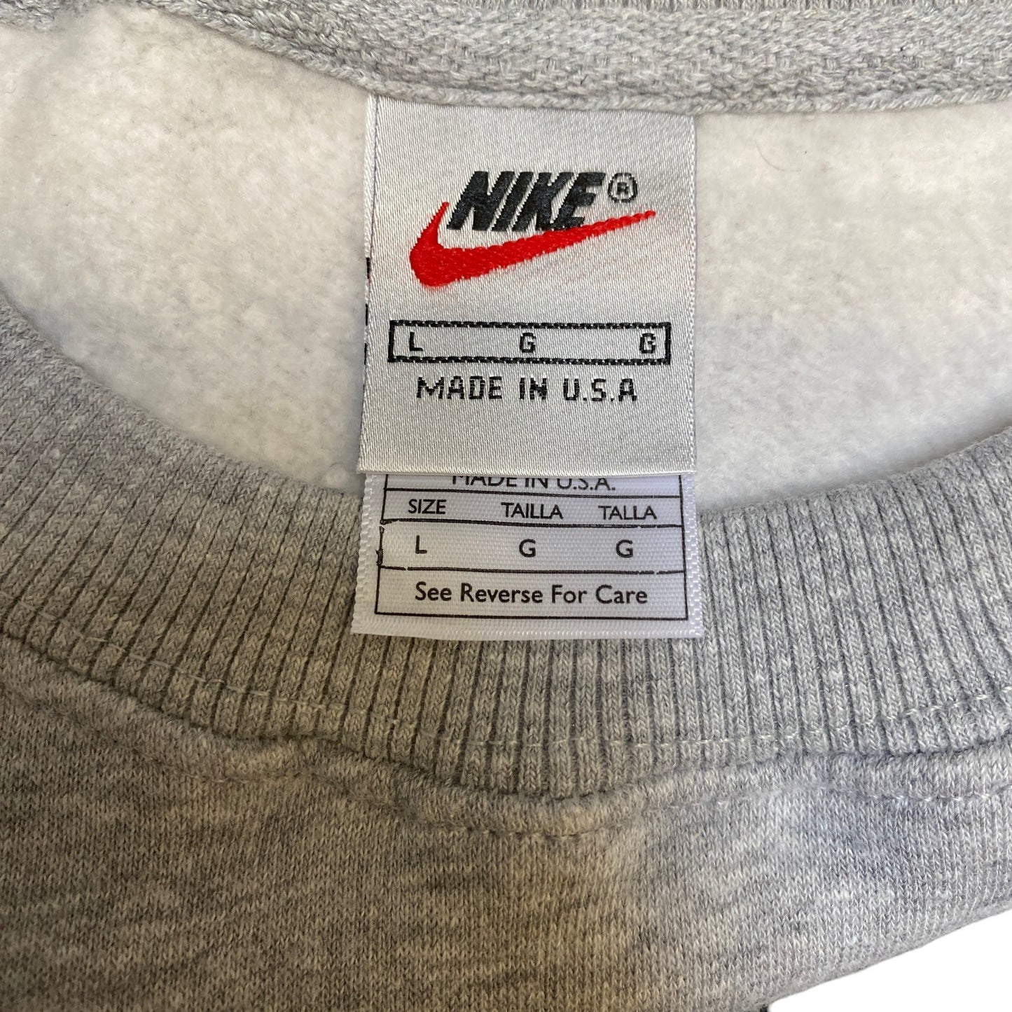 Nike Reworked Sweatshirt Mens Large Grey Embroidered Spellout Logo Vintage Y2K