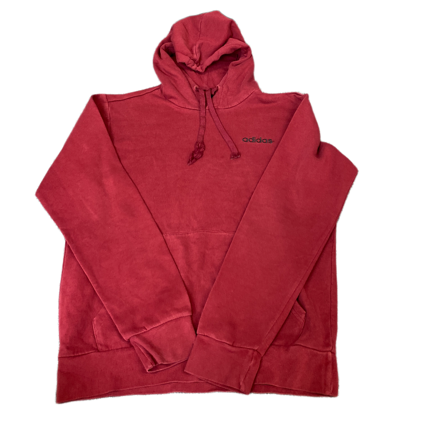 Adidas Hoodie Womens Medium Red Embroidered Logo Long Sleeve Pullover Drawstring