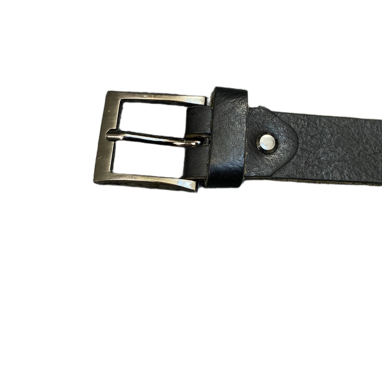Waist Belt Mens Black Leather Adjustable Classic Silver Pin Buckle 46 inches