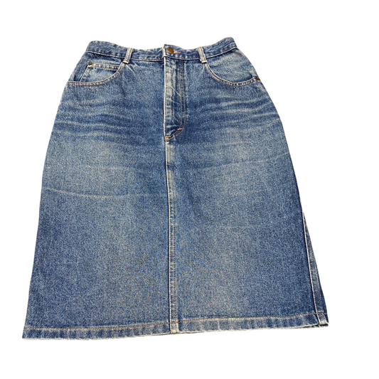 JouJou Denim Straight Skirt Womens M Blue Medium Wash Pockets Flat Front Outdoor
