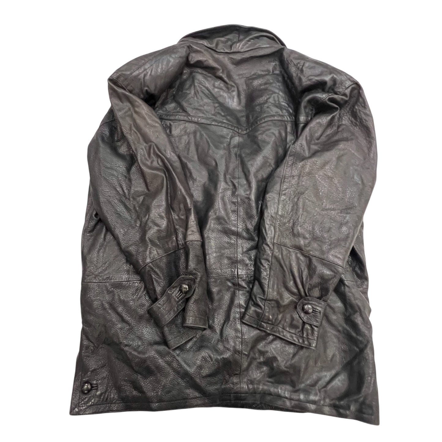 Otto Kern Faux Leather Jacket Mens XL Black Lined Notch Lapel Double Breasted