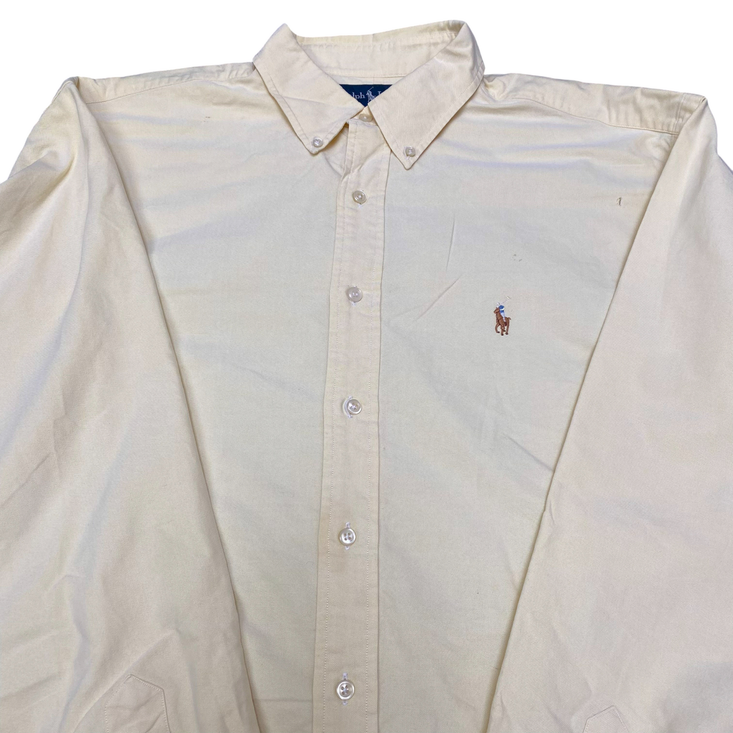 Ralph Lauren Formal Shirt Mens XL Yellow Yarmouth Long Sleeve Pony Button Down