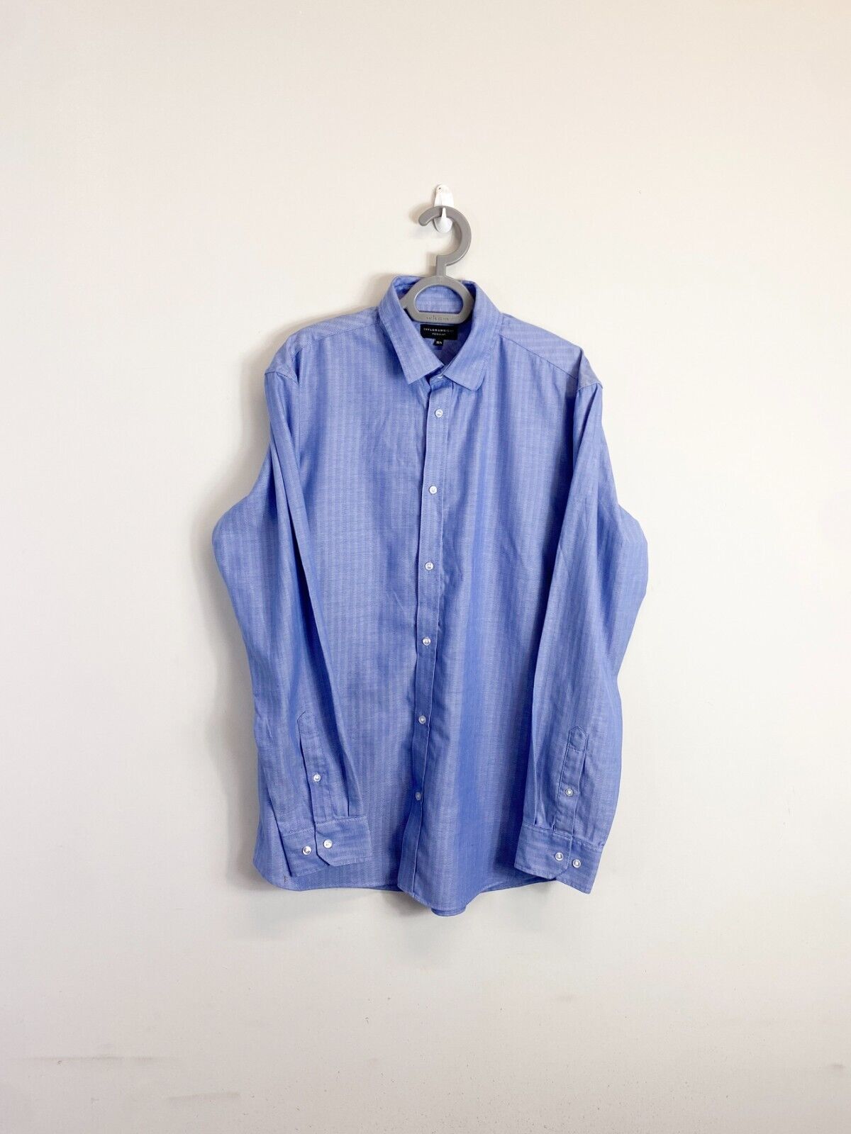 Taylor & Wright Dress Shirt Mens Medium Blue Patterned Regular Fit Button Down