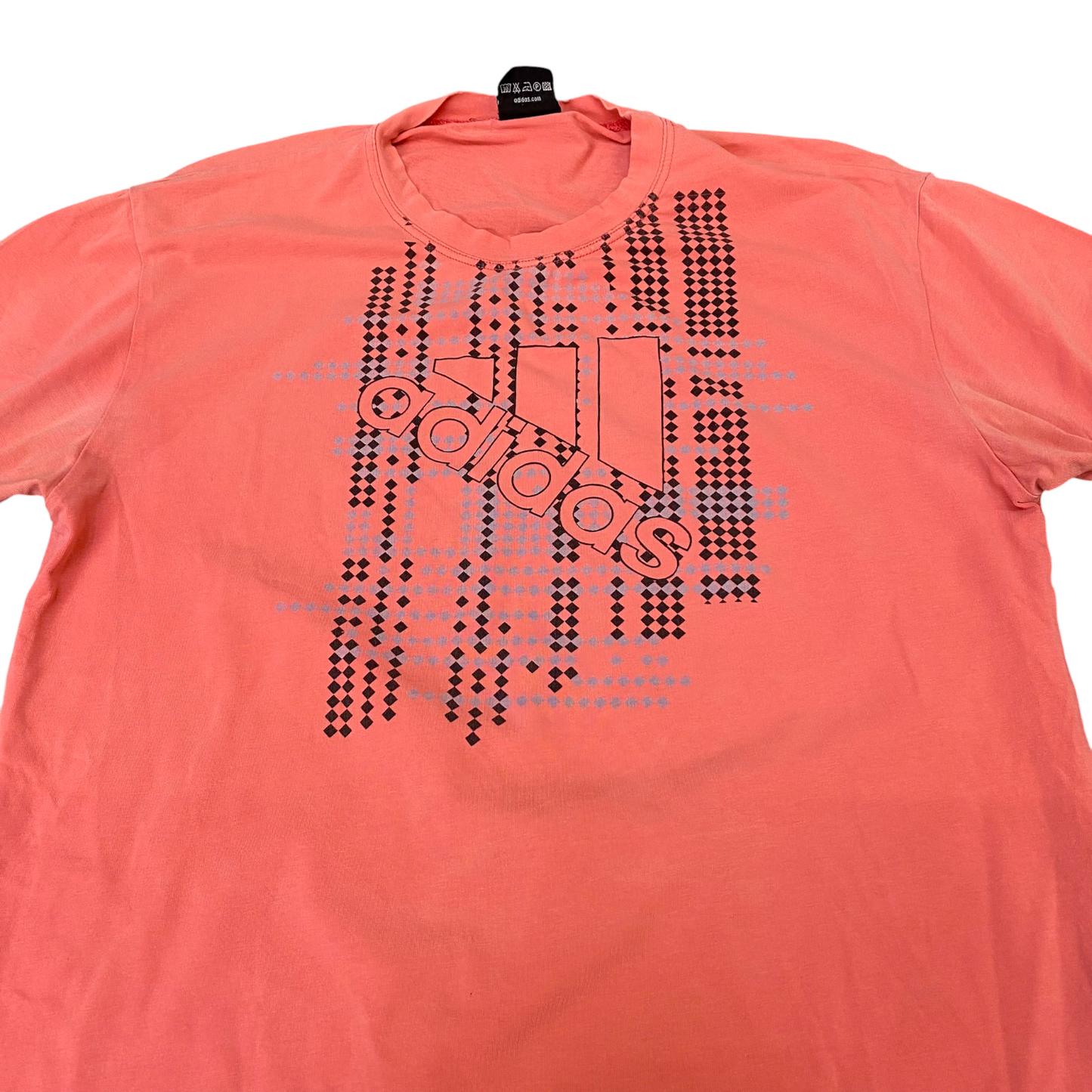 adidas Tee Shirt Mens S Pink Spellout Graphic Short Sleeve Crew Neck Pullover