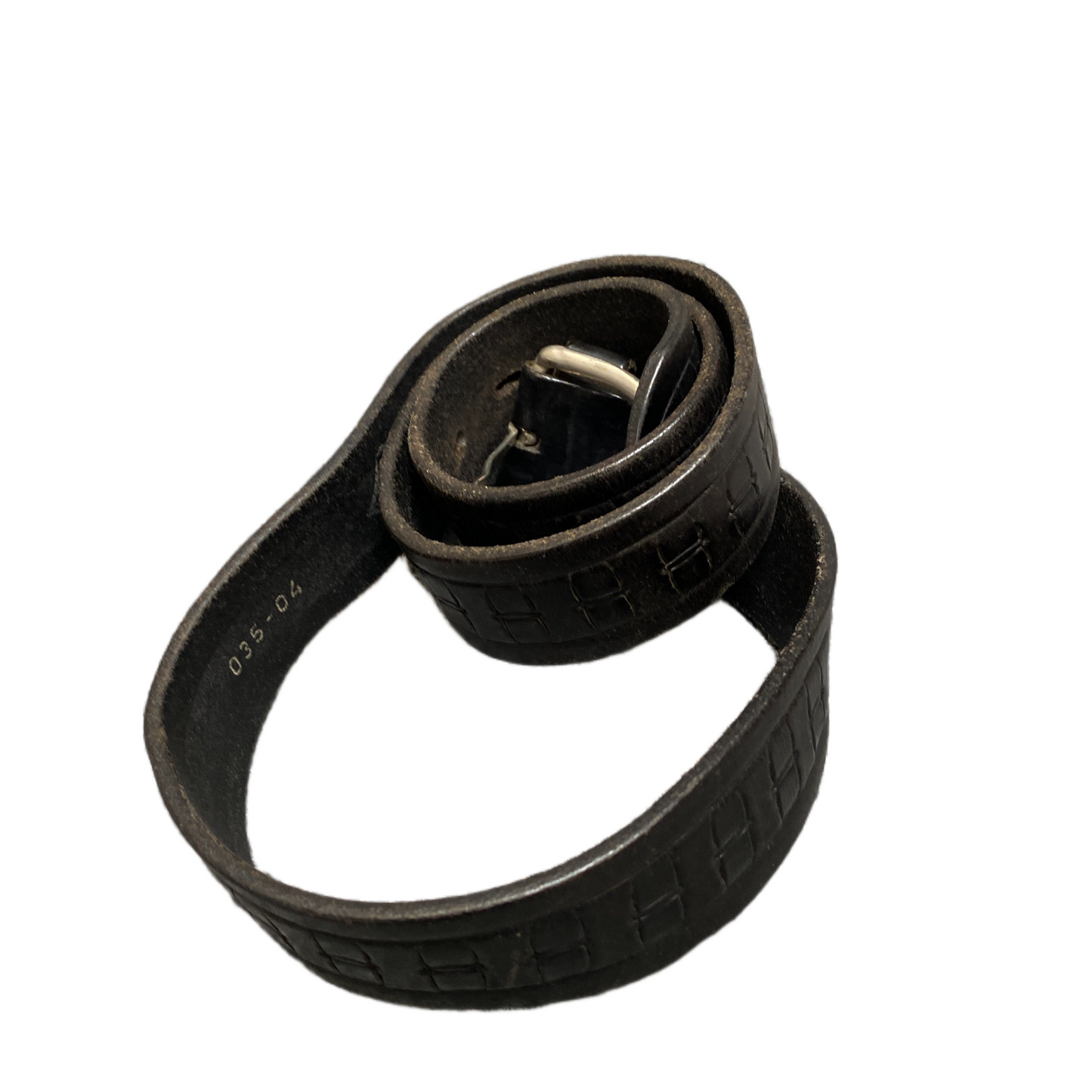 Balestra Waist Belt Mens Black Leather Adjustable Silver Pin Buckle 36 inches