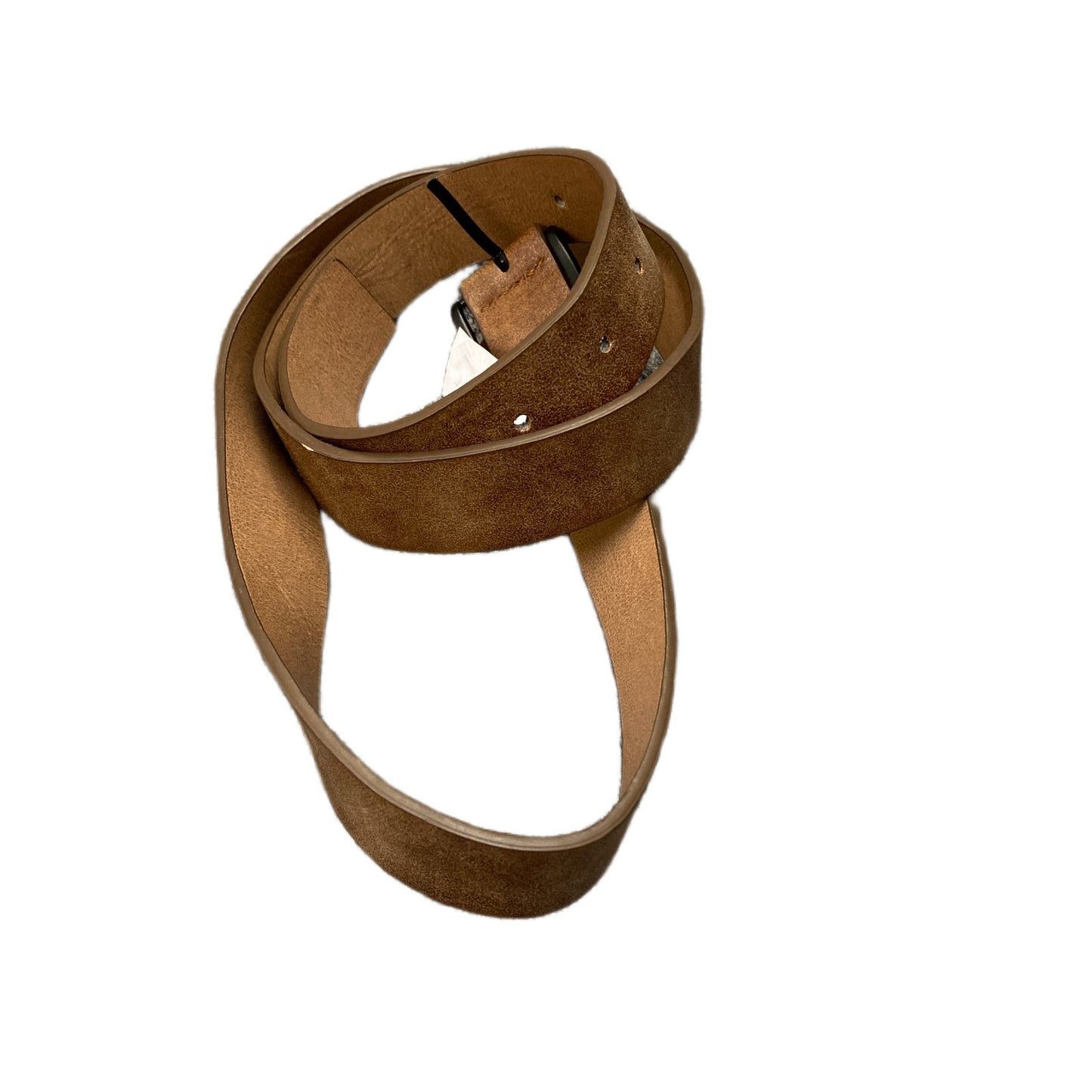 Waist Belt Men Brown Leather Adjustable Matte Black Pin Buckle 40 Inches