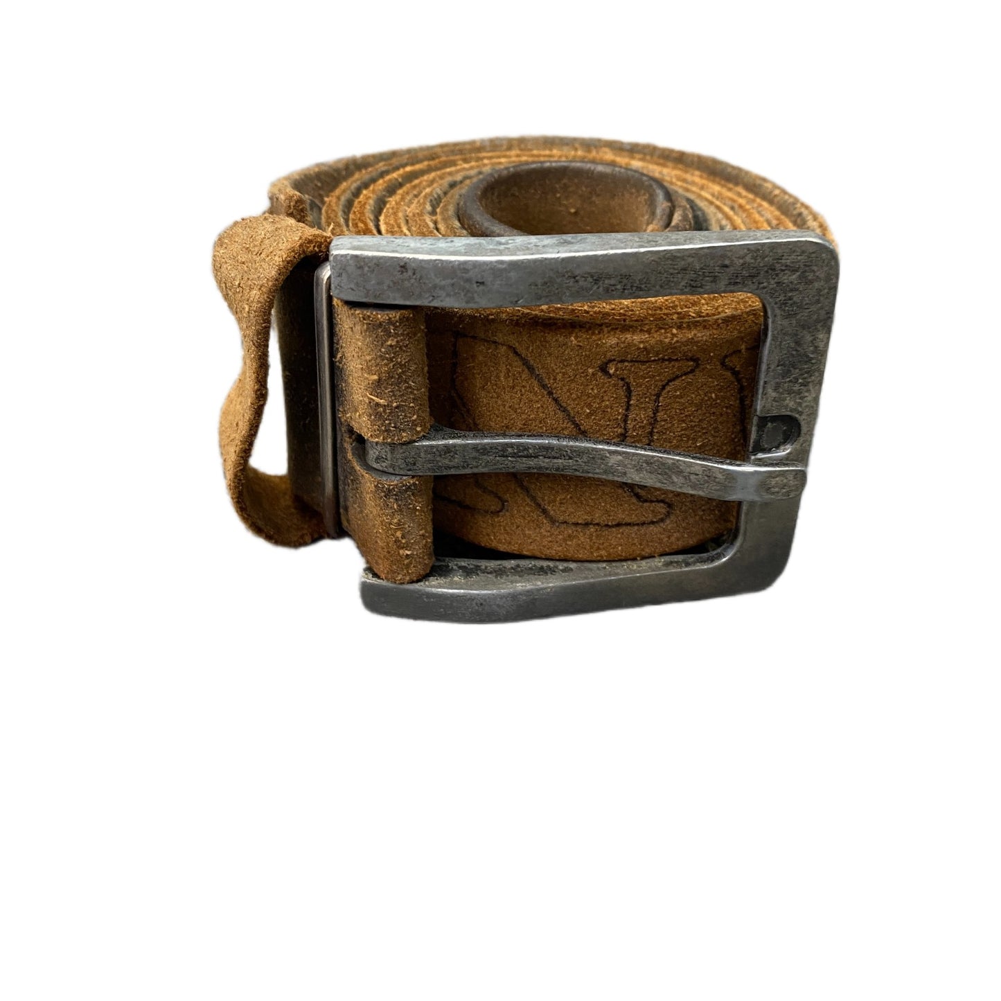 Jeans Waist Belt Mens Brown Leather Adjustable Silver Pin Buckle 43 Inches