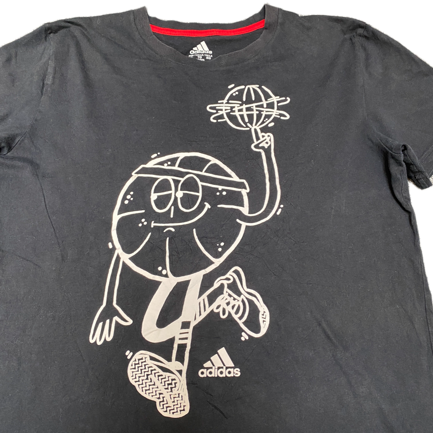 Adidas T-Shirt Womens M Black Graphic Print Short Sleeve Crew Neck Pullover Tee