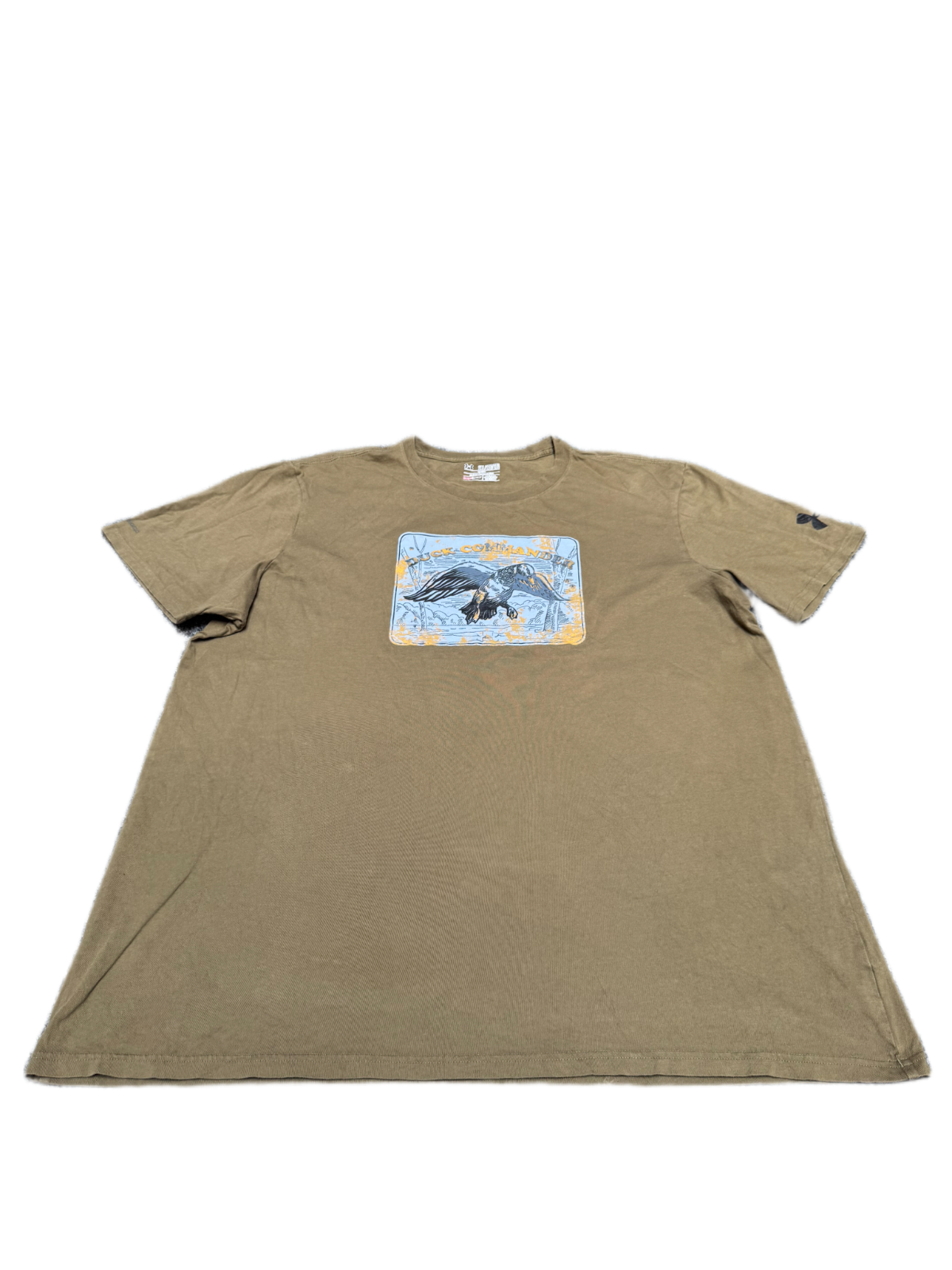 Under Armour HeatGear T-Shirt Fits as Mens XL Tan Graphic Print =