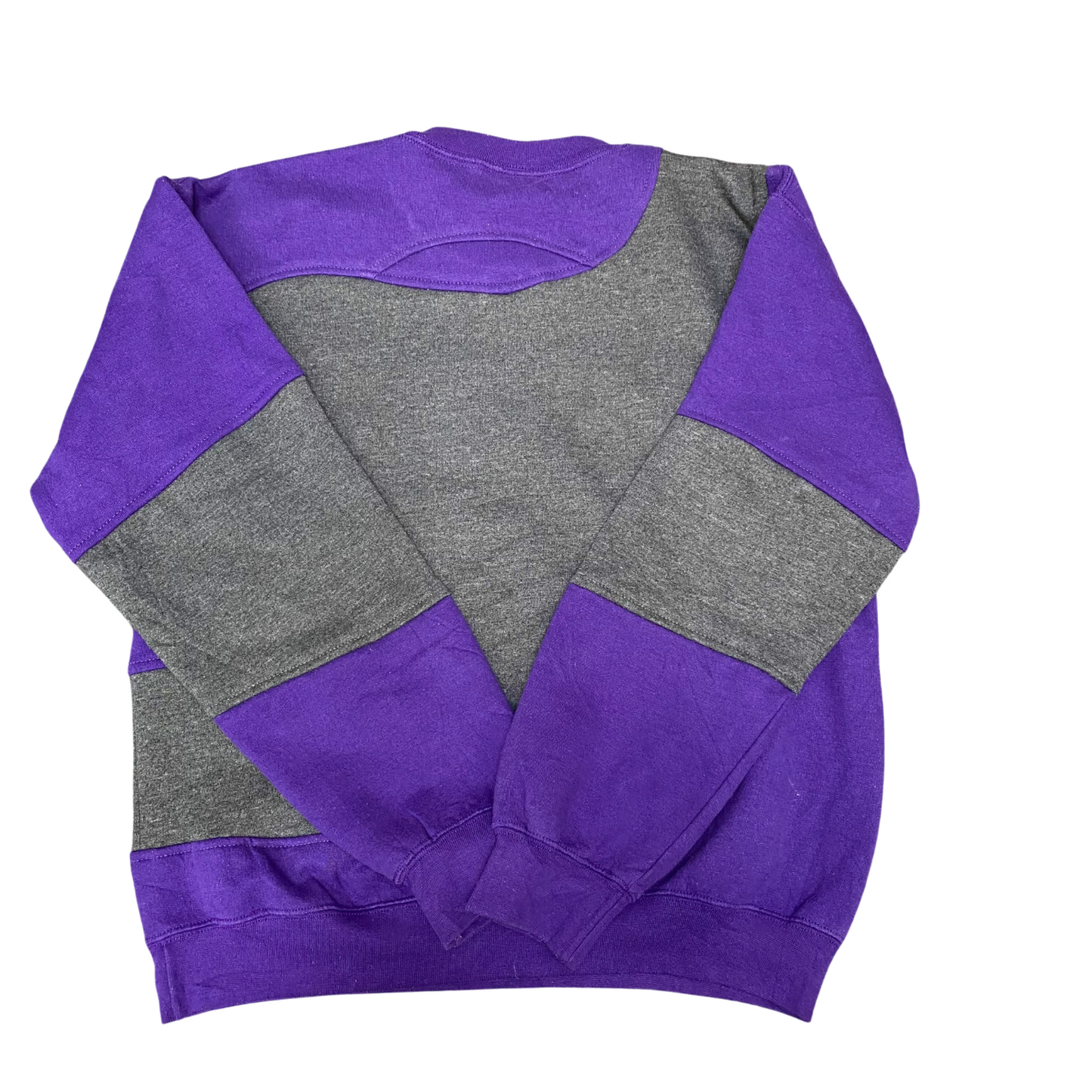 Nike Reworked Sweatshirt Mens Medium Grey Purple Embroidered Spell Out Logo Y2K