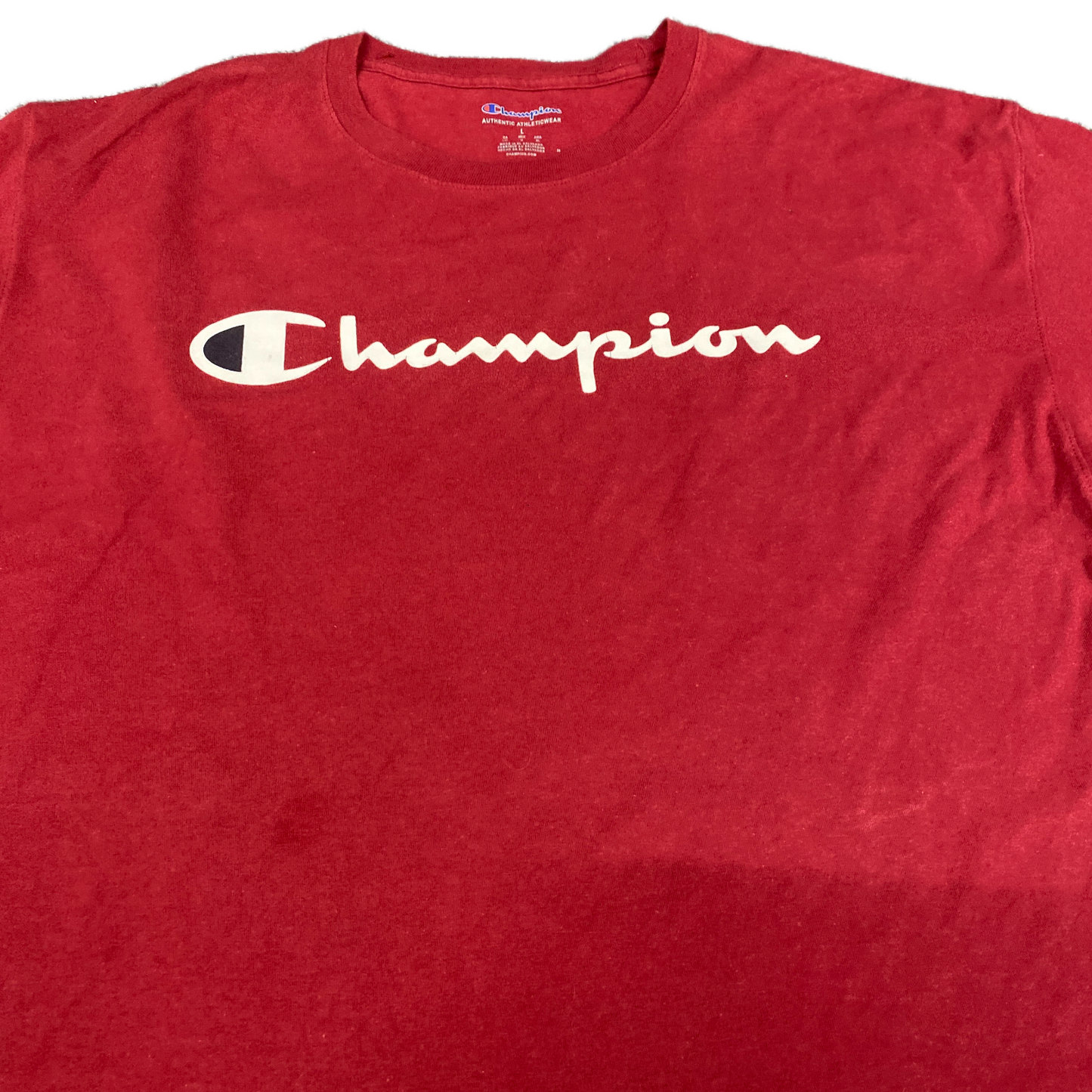 Champion Athleticwear T-Shirt Mens Large Red Short Sleeve Crew Neck Pullover Tee