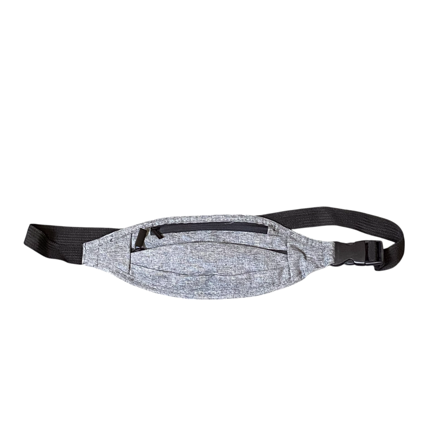 Unisex Sports Outdoor Waist Pouch Fanny Pack Grey Zipper Adjustable Nylon Strap