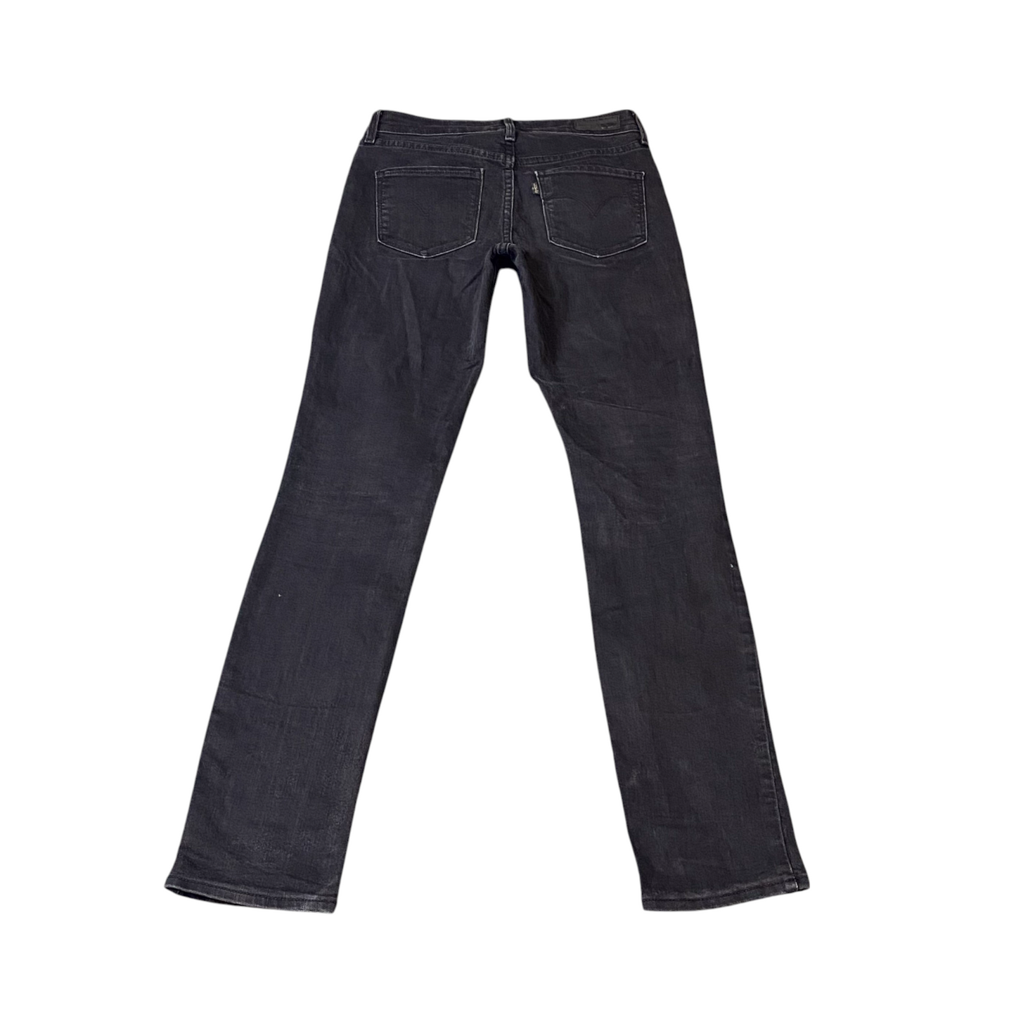 Levi's Jeans Womens 27W 30L Black Denim Straight Dark Wash Stretch Mid Rise Slim