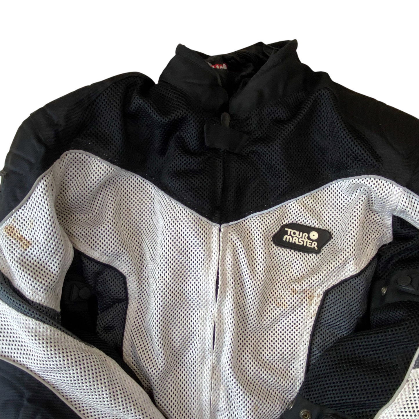 Tourmaster Intake Motorcycle Jacket Mens XL Black White Padded Mesh Full Zipper