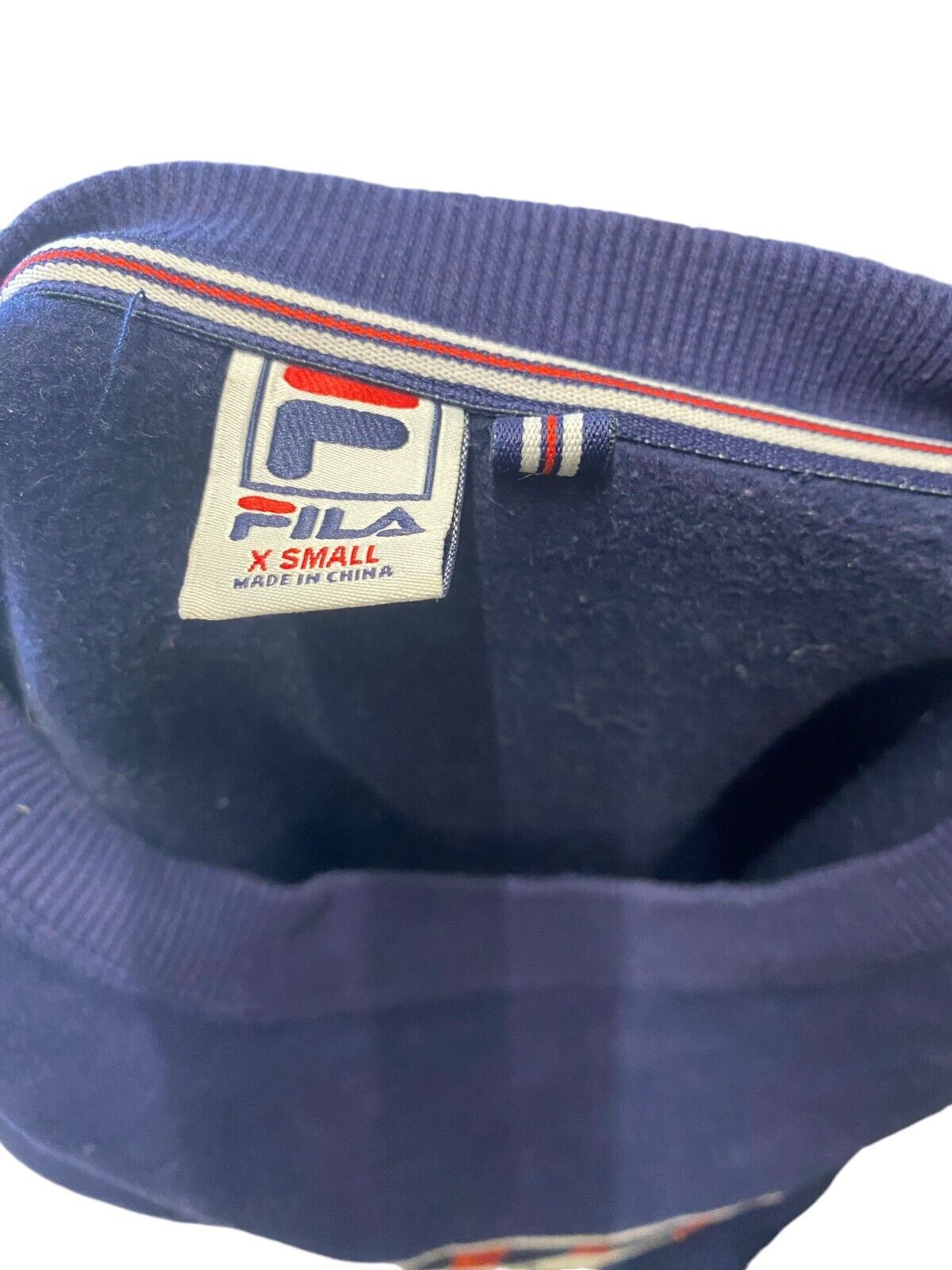 FILA Sweatshirt Men's XS Blue Fleece Lined Biella Italia Long Sleeve Pullover