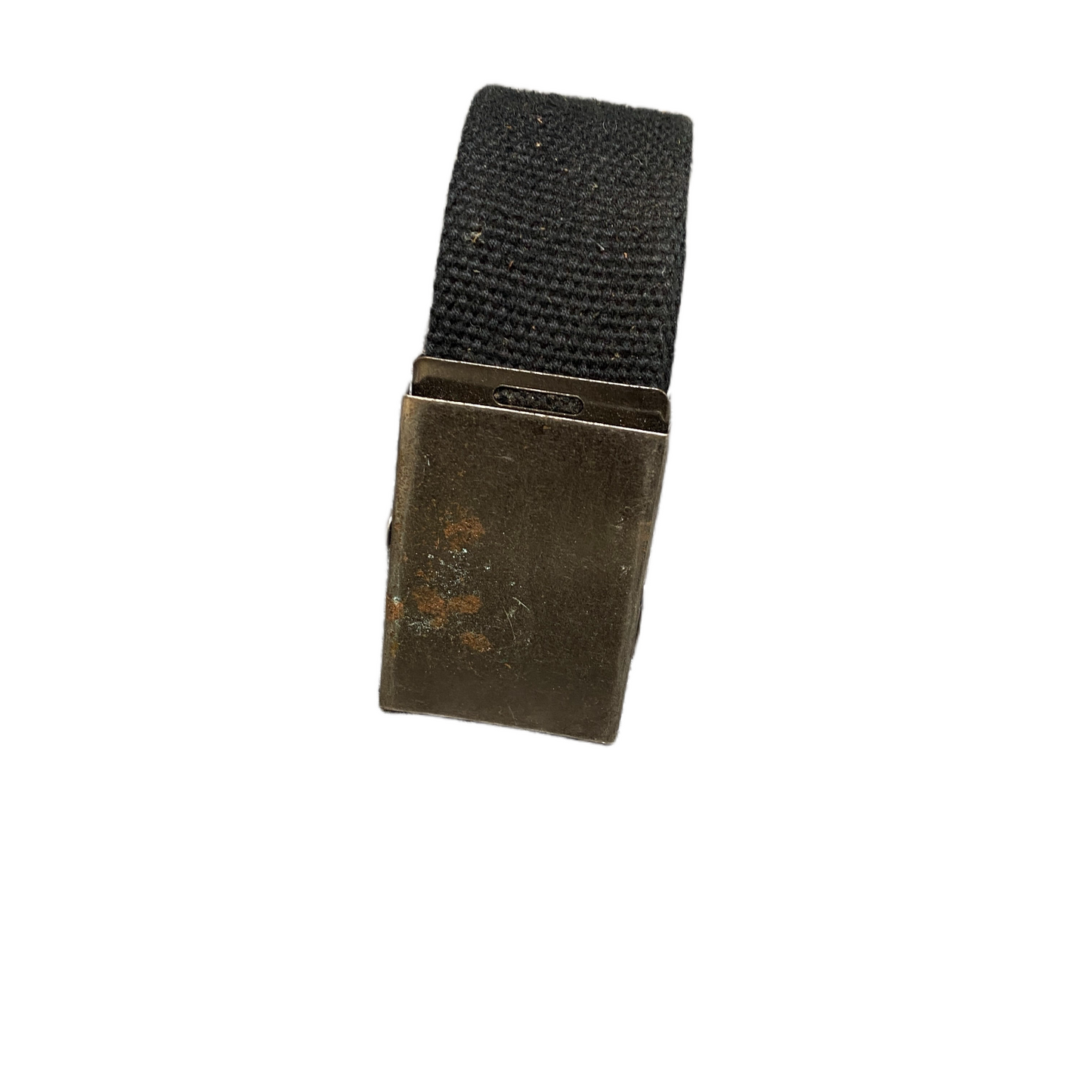 Mens Waist Belt Black Canvas Adjustable Brass Flip-Closure Buckle Size 43 inches