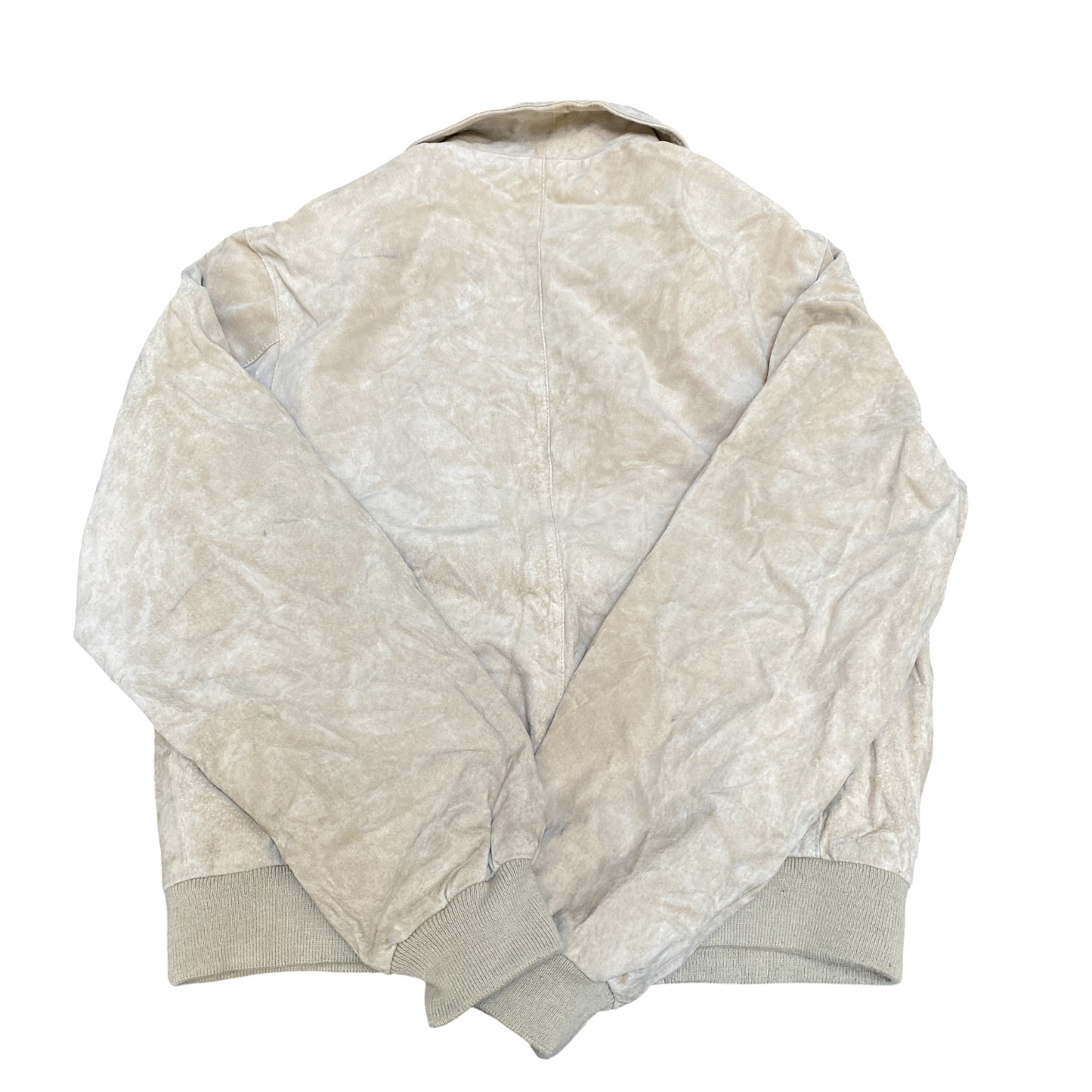 Canda C&A Suede Leather Bomber Jacket Mens Small Beige Lined Collared Full Zip