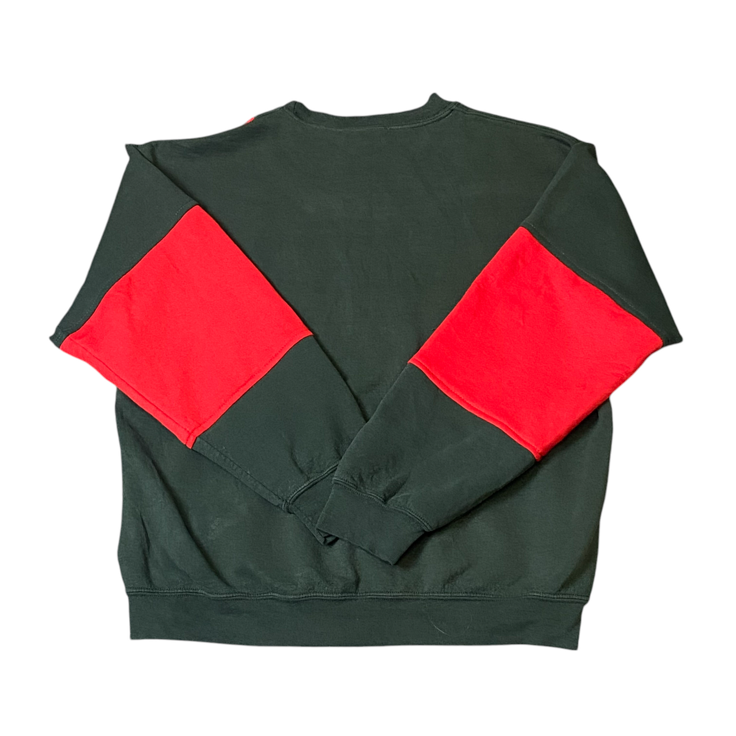 Nike Reworked Sweatshirt Mens Medium Green Red Spellout Logo Crew Neck Vtg Y2K