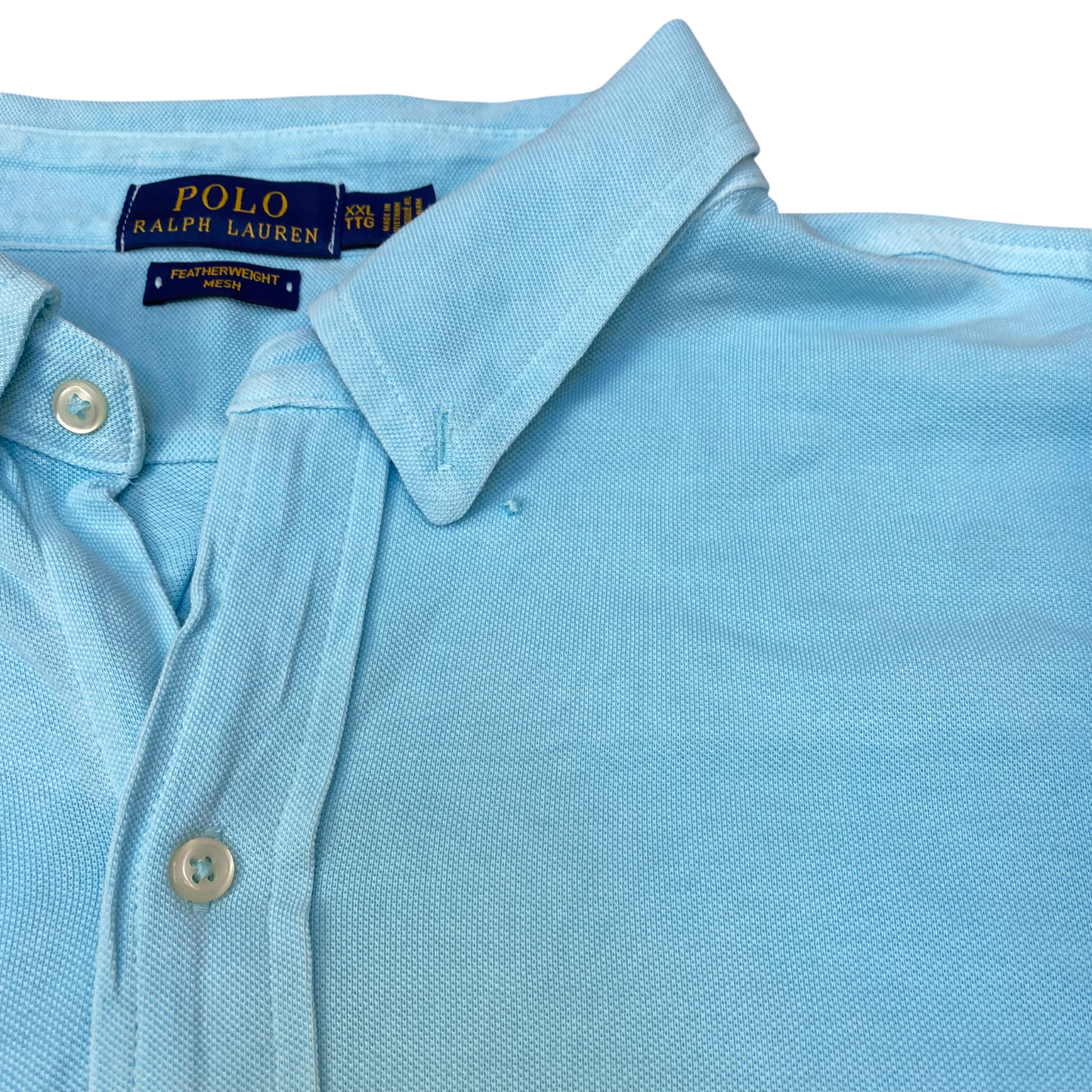 Polo Ralph Lauren Shirt Mens L Blue Mesh Long Sleeve Pony Logo Button Down