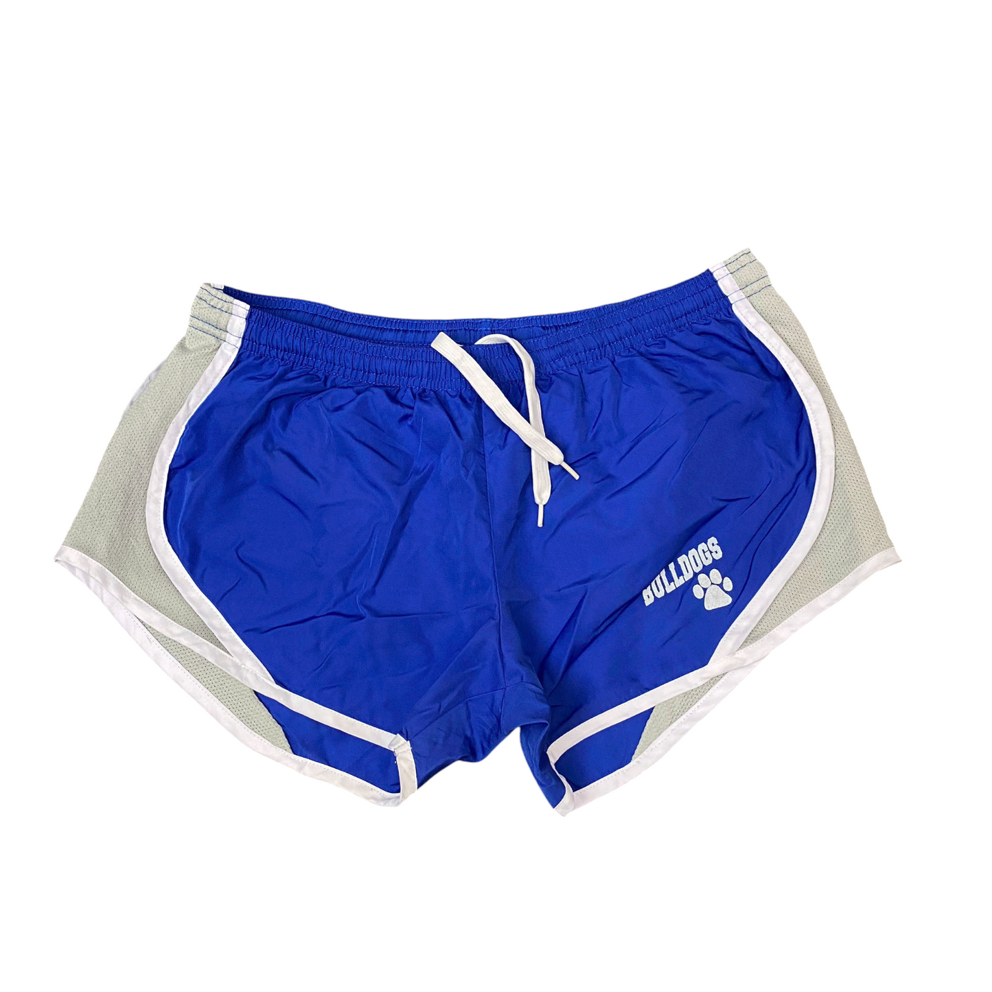 Sprinter Shorts Womens L Blue Grey Gym Running Elastic Waist Drawstring Outdoor