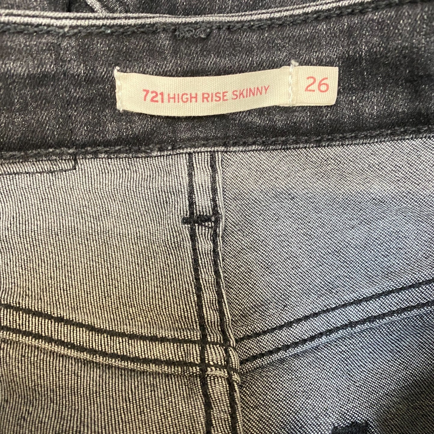 Levi's 721 High Rise Skinny Jeans Womens 26" Waist Black Denim Streetwear Grunge